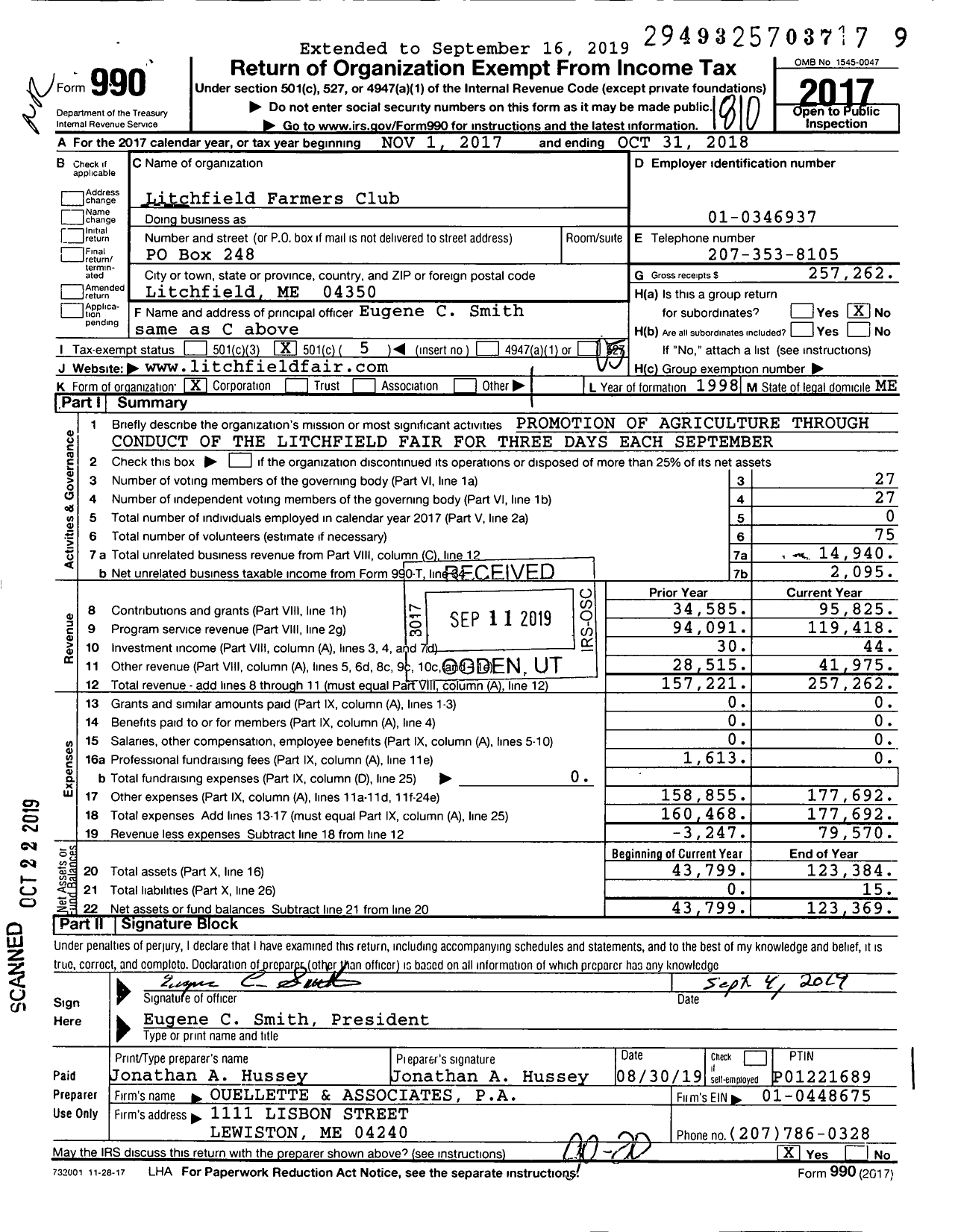 Image of first page of 2017 Form 990O for Litchfield Farmers Club