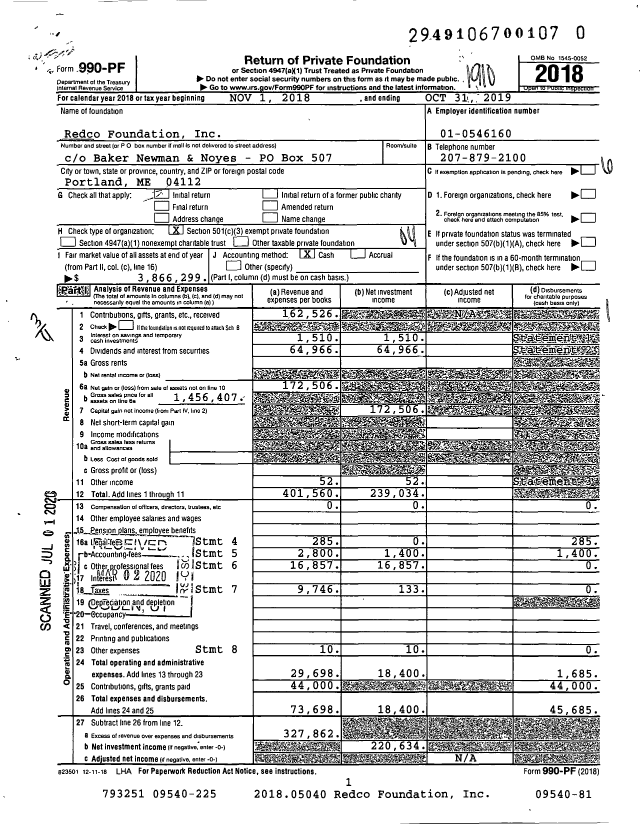 Image of first page of 2018 Form 990PR for Redco Foundation