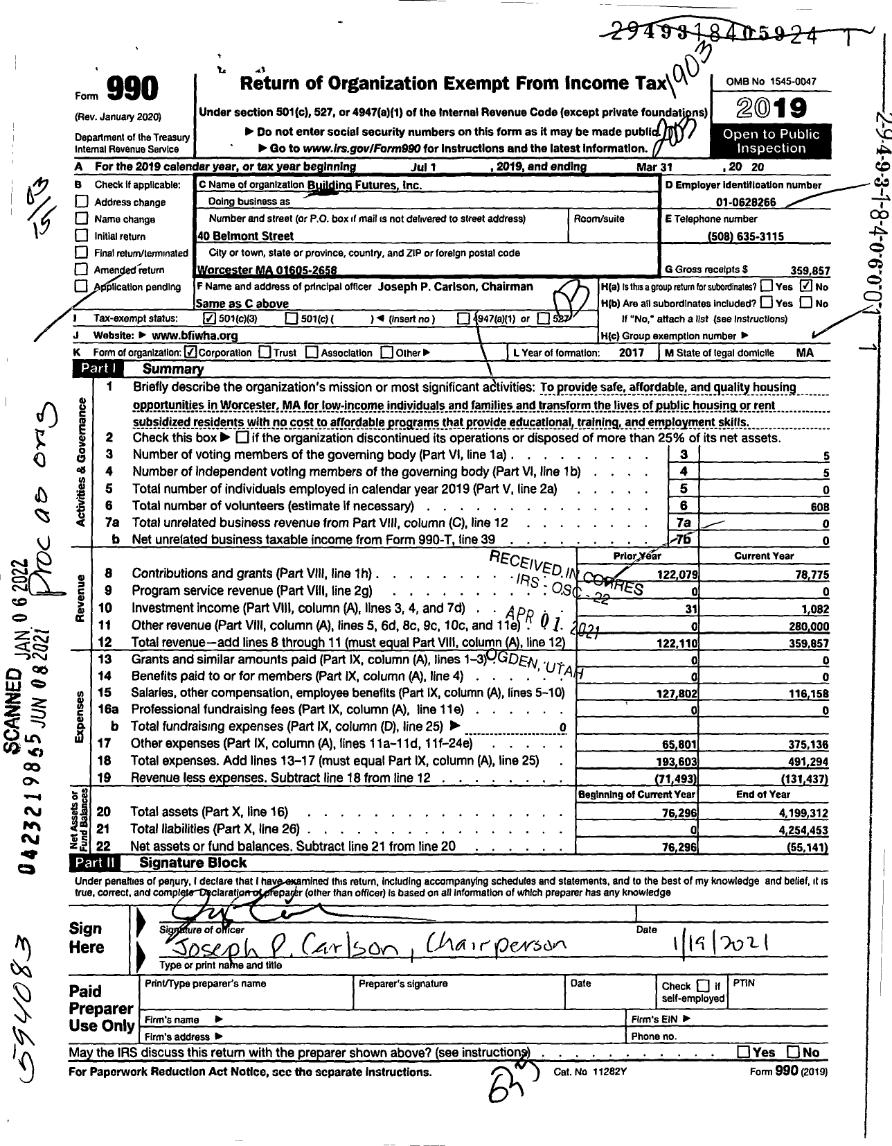 Image of first page of 2019 Form 990 for Building Futures