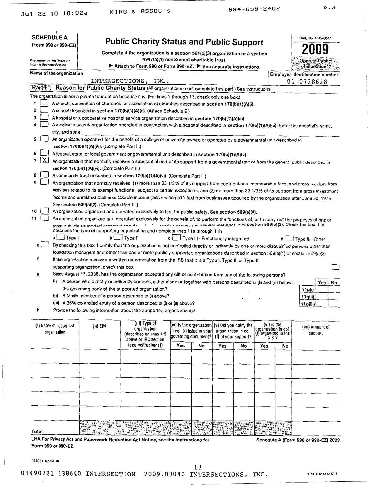 Image of first page of 2009 Form 990R for Intersections