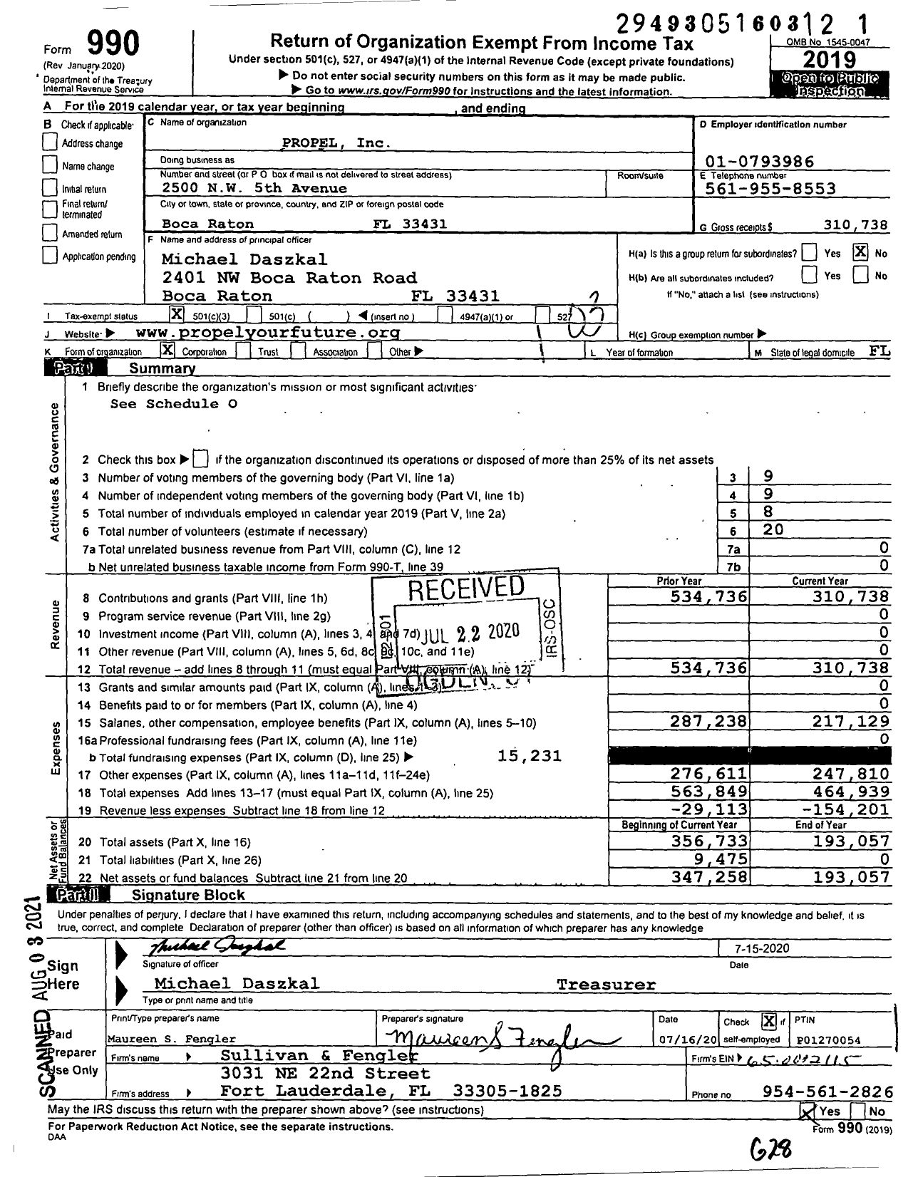 Image of first page of 2019 Form 990 for Propel