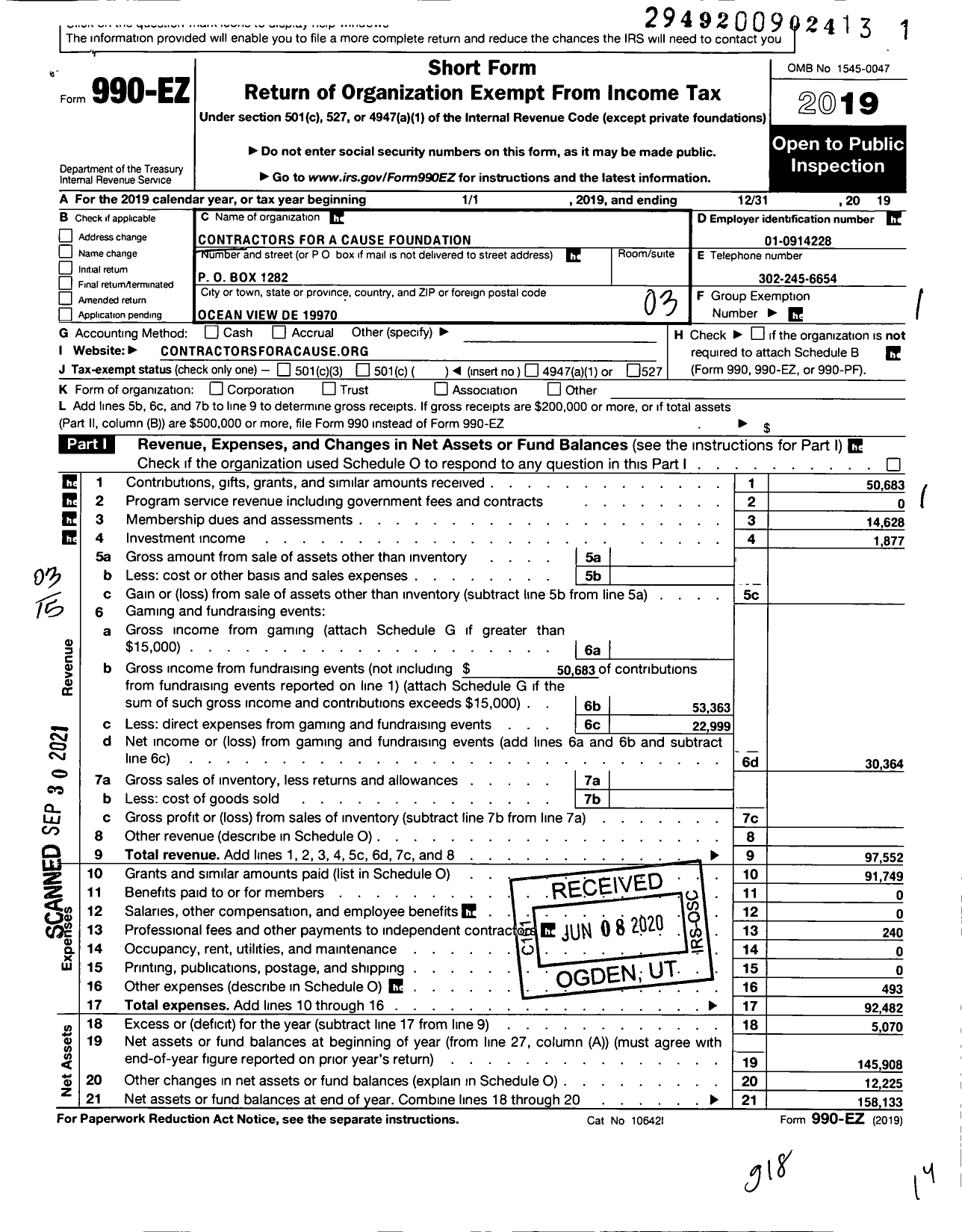 Image of first page of 2019 Form 990EZ for Cfac