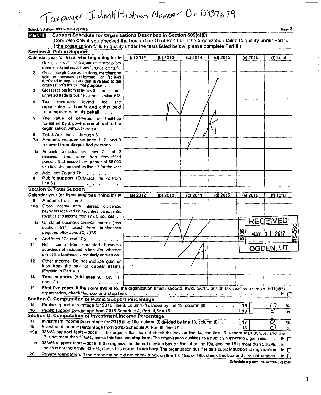 Image of first page of 2016 Form 990ER for Women in the Black New York