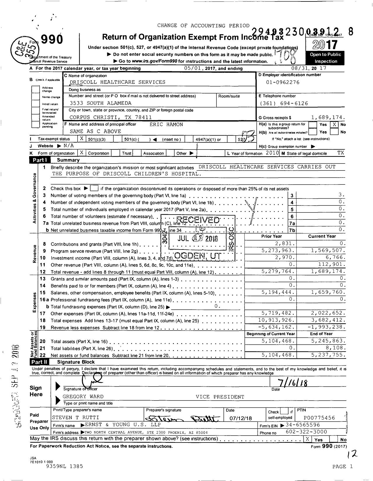 Image of first page of 2016 Form 990 for Driscoll Health plan