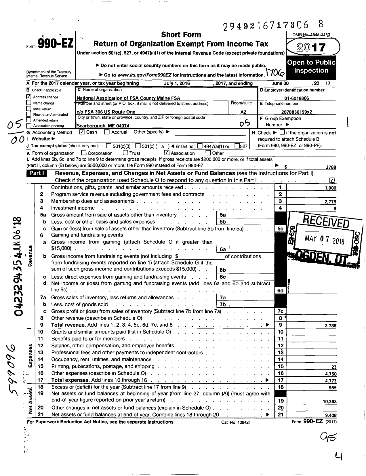 Image of first page of 2016 Form 990EO for National Association of Fsa County Office Employees / Maine Fsa