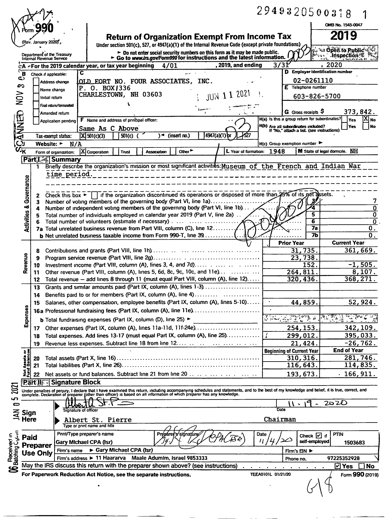 Image of first page of 2019 Form 990 for Old Fort-4 Associates