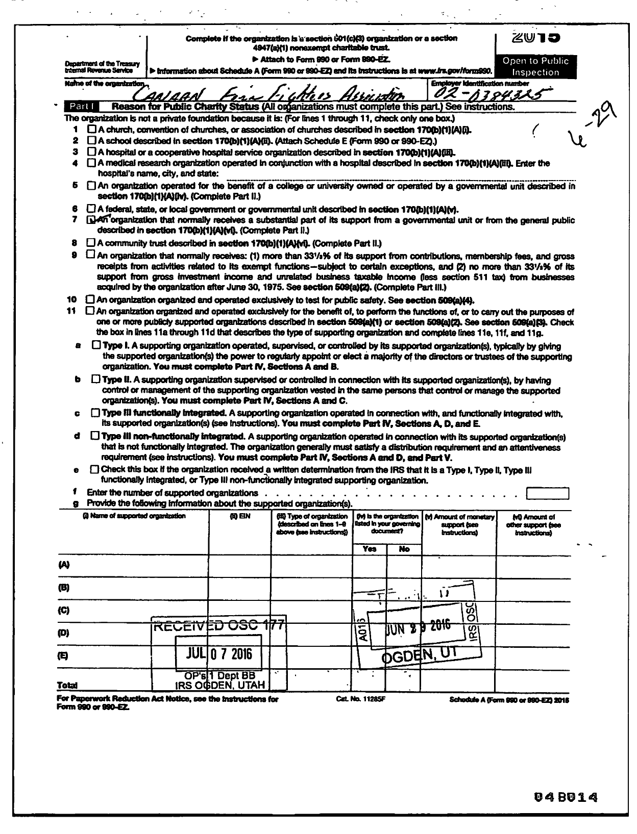 Image of first page of 2015 Form 990ER for Canaan Firefighters Association