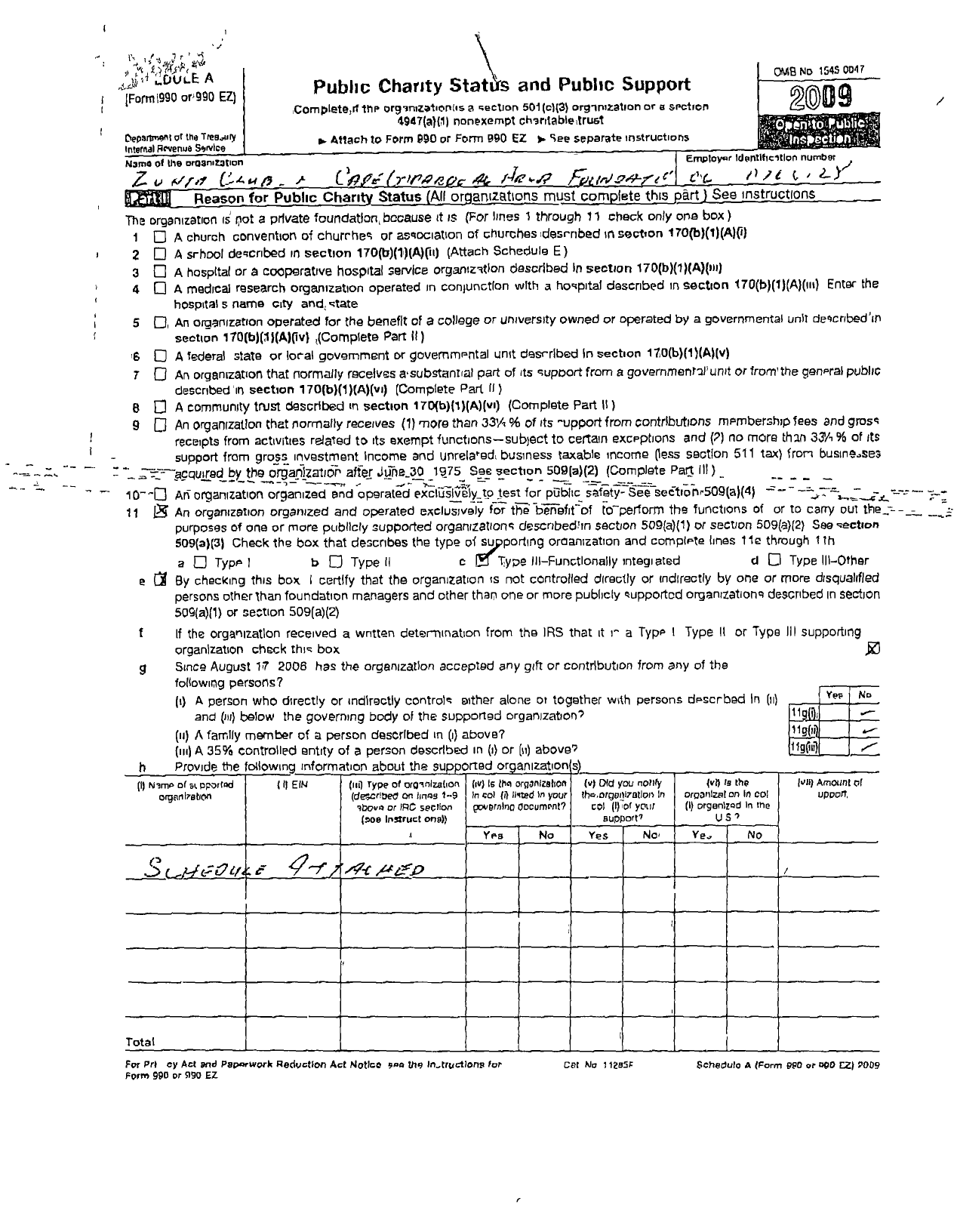 Image of first page of 2009 Form 990ER for Zonta Club of Cape Girardeau Area Foundation