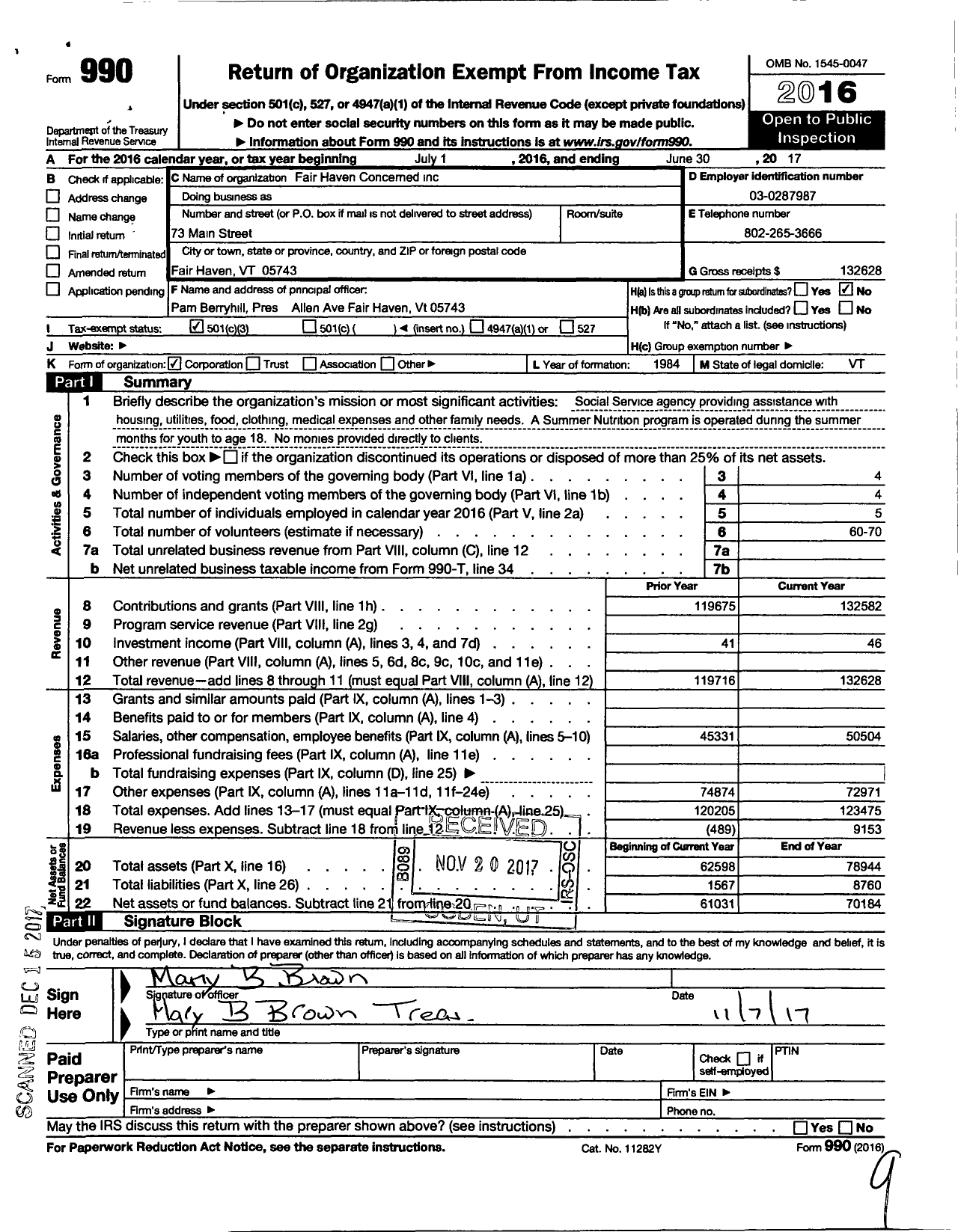 Image of first page of 2016 Form 990 for Slate Valley Cares