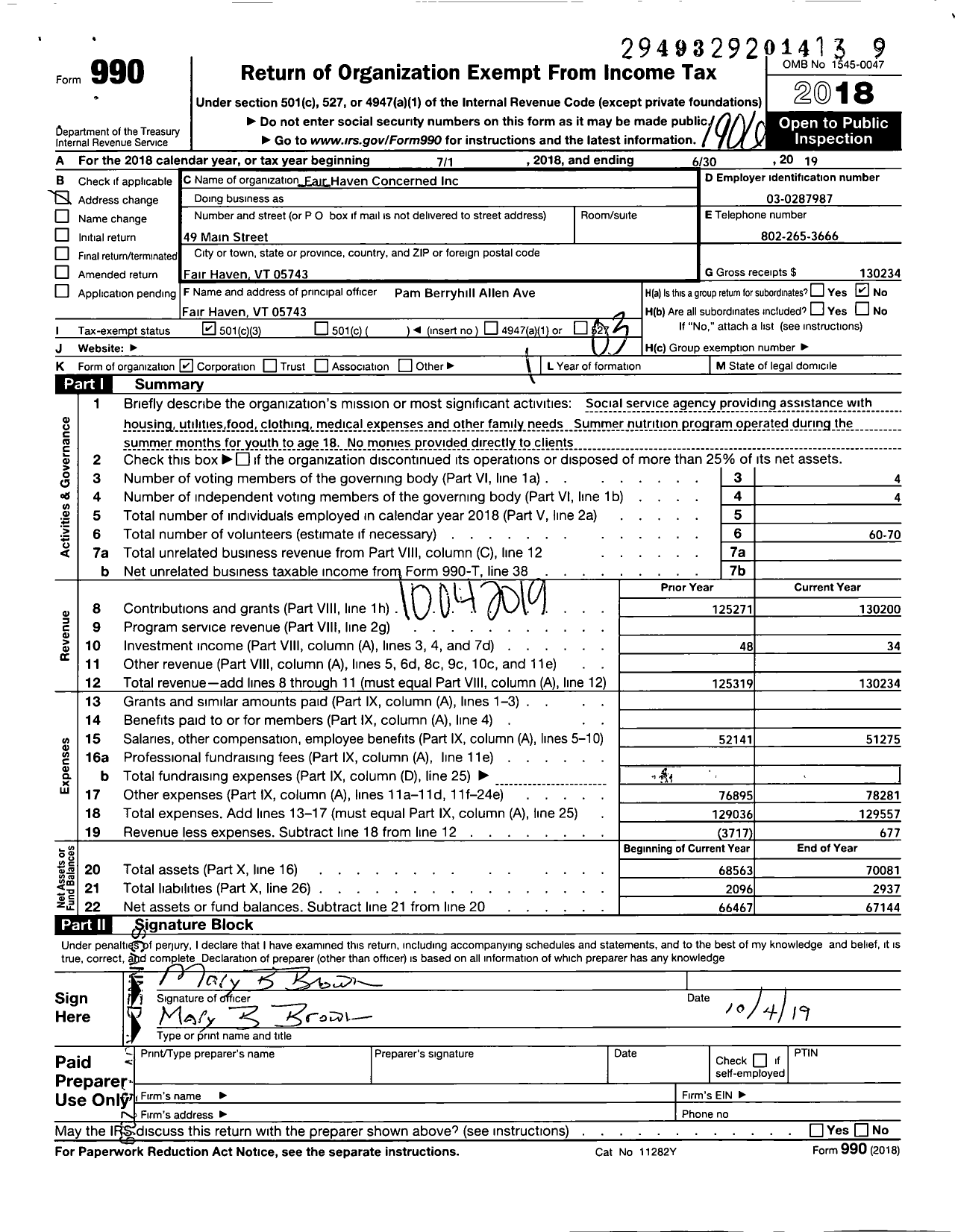 Image of first page of 2018 Form 990 for Slate Valley Cares