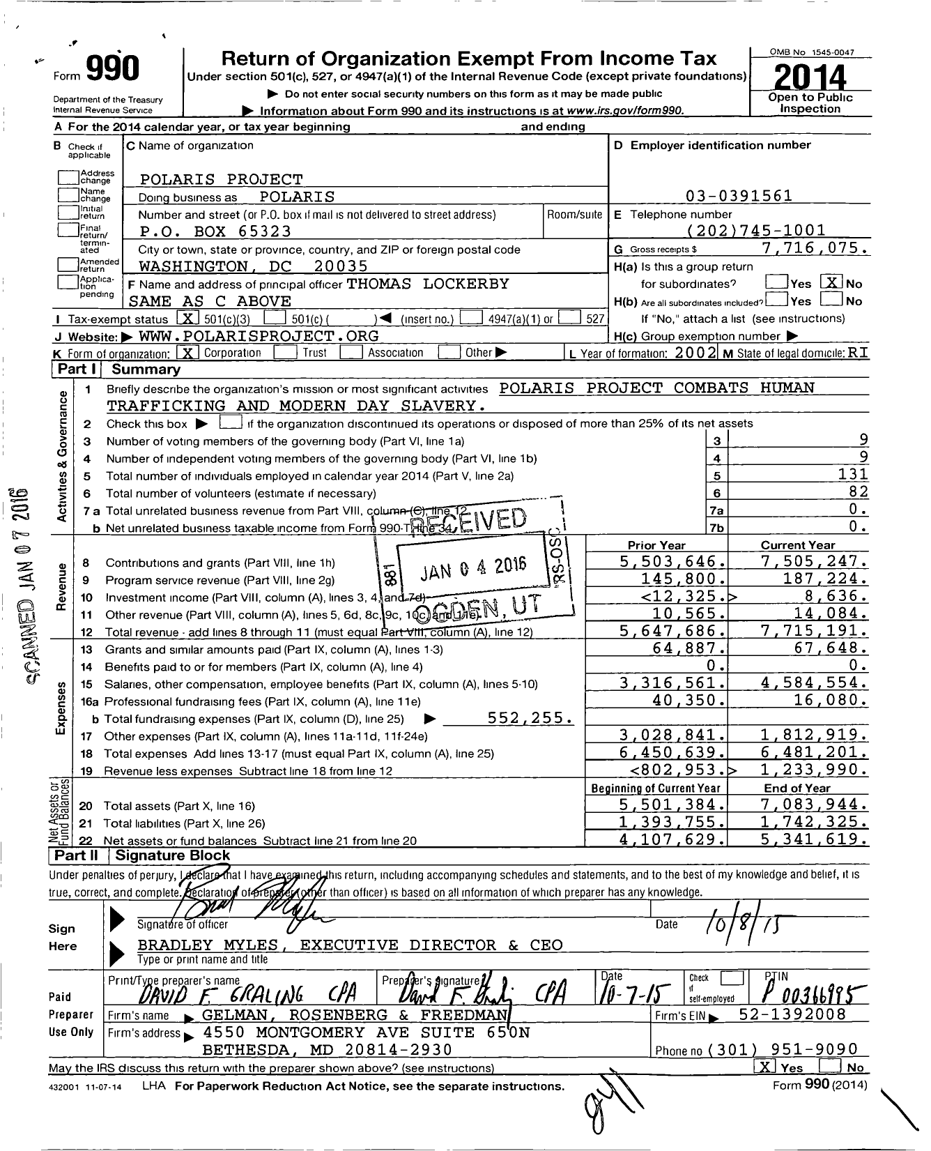 Image of first page of 2014 Form 990 for Polaris