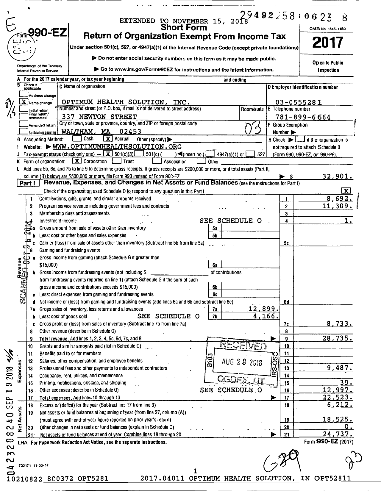 Image of first page of 2017 Form 990EZ for United Jewish Referral Network (UJRN)