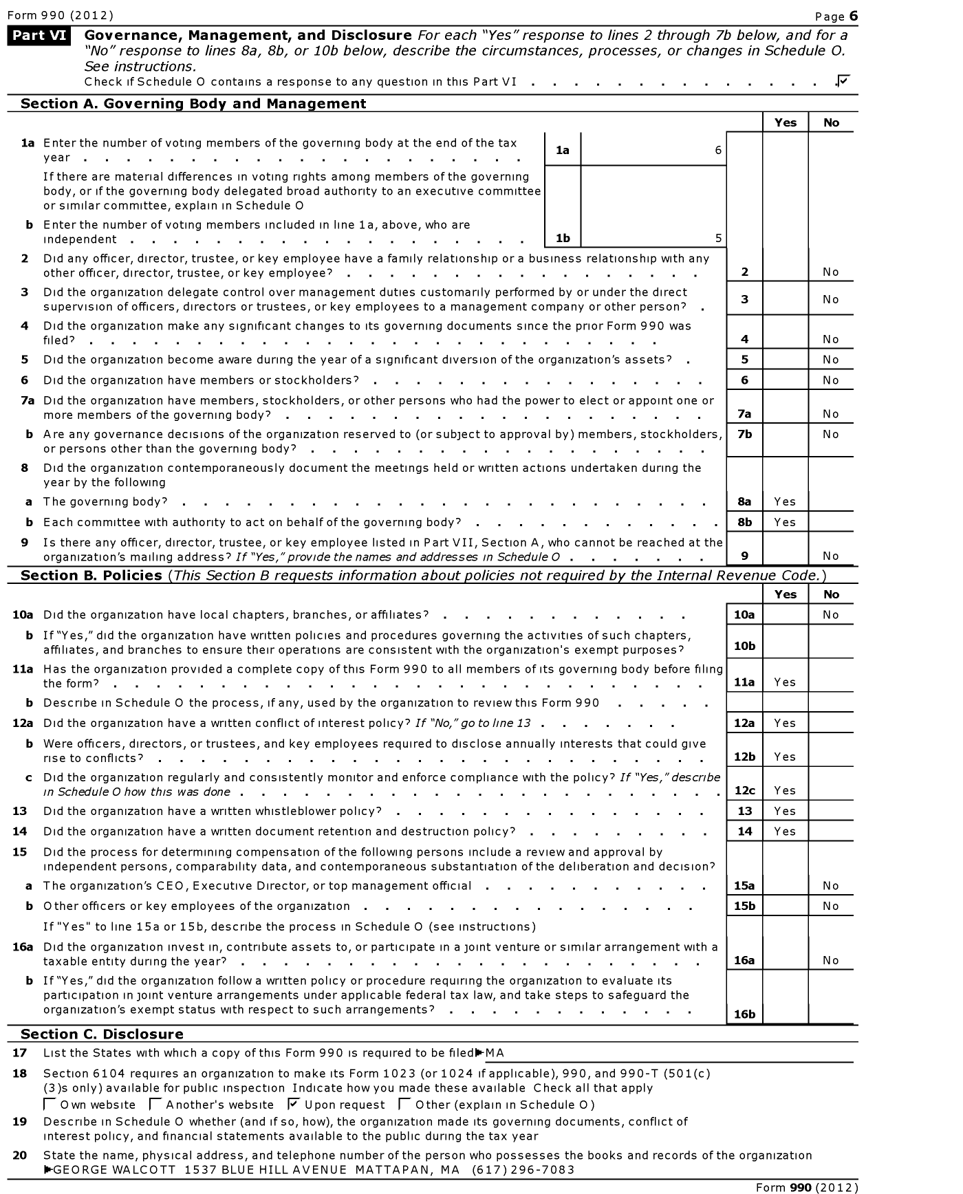 Image of first page of 2012 Form 990O for Caribbean American Carnival Association of Boston