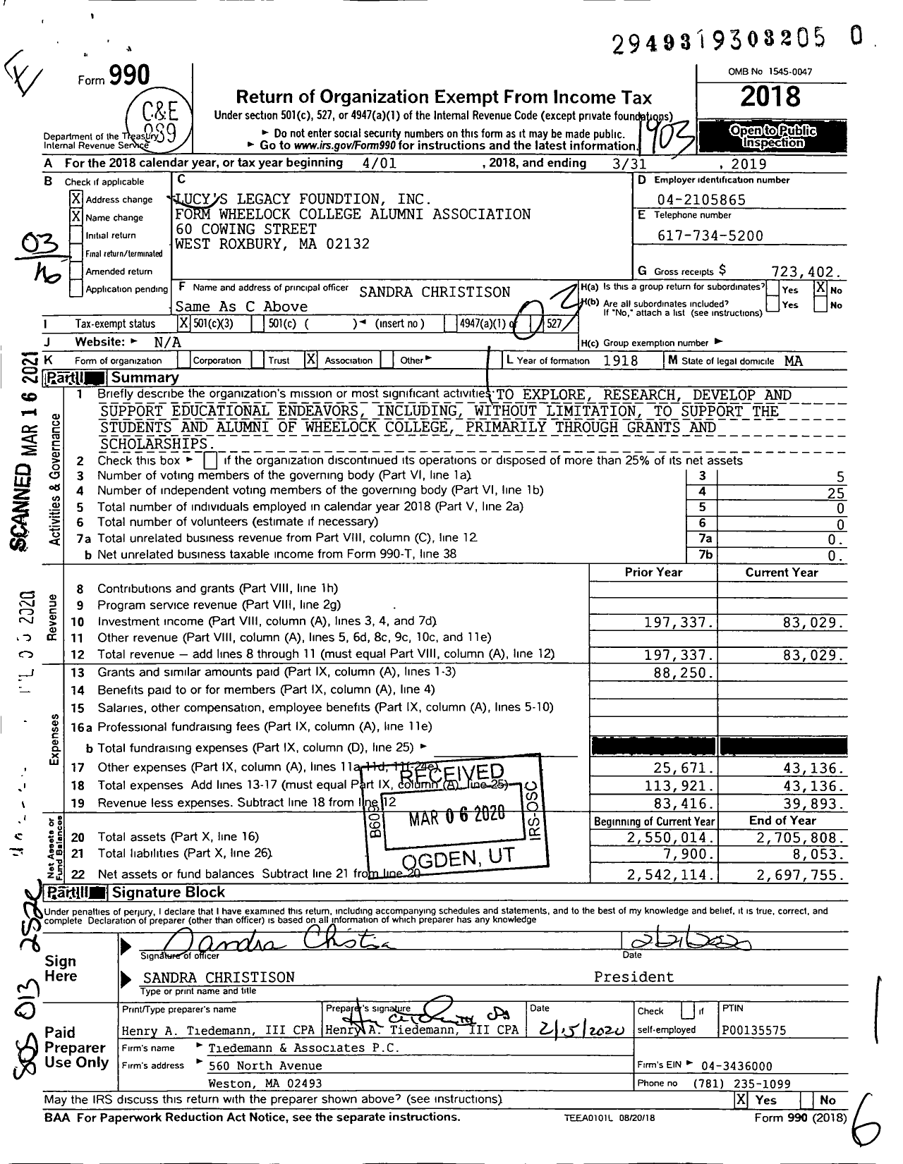 Image of first page of 2018 Form 990 for Lucys Legacy Foundation