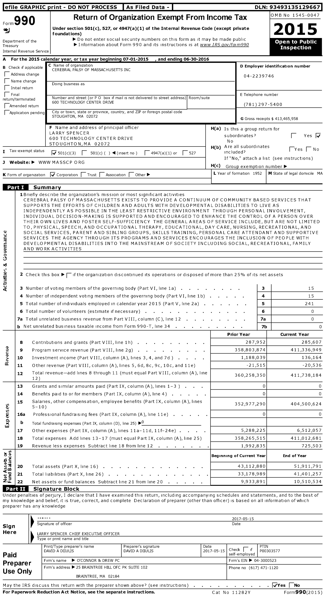 Image of first page of 2015 Form 990 for Tempus Unlimited