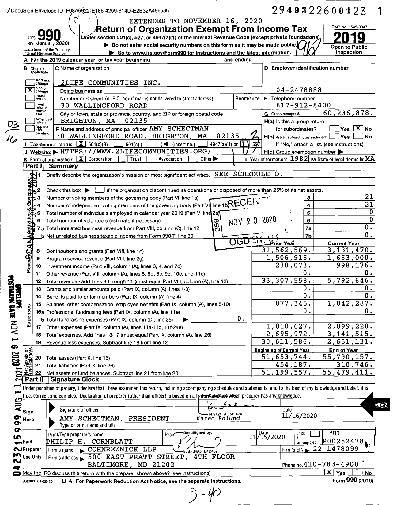 Image of first page of 2019 Form 990 for 2life Communities (JCHE)