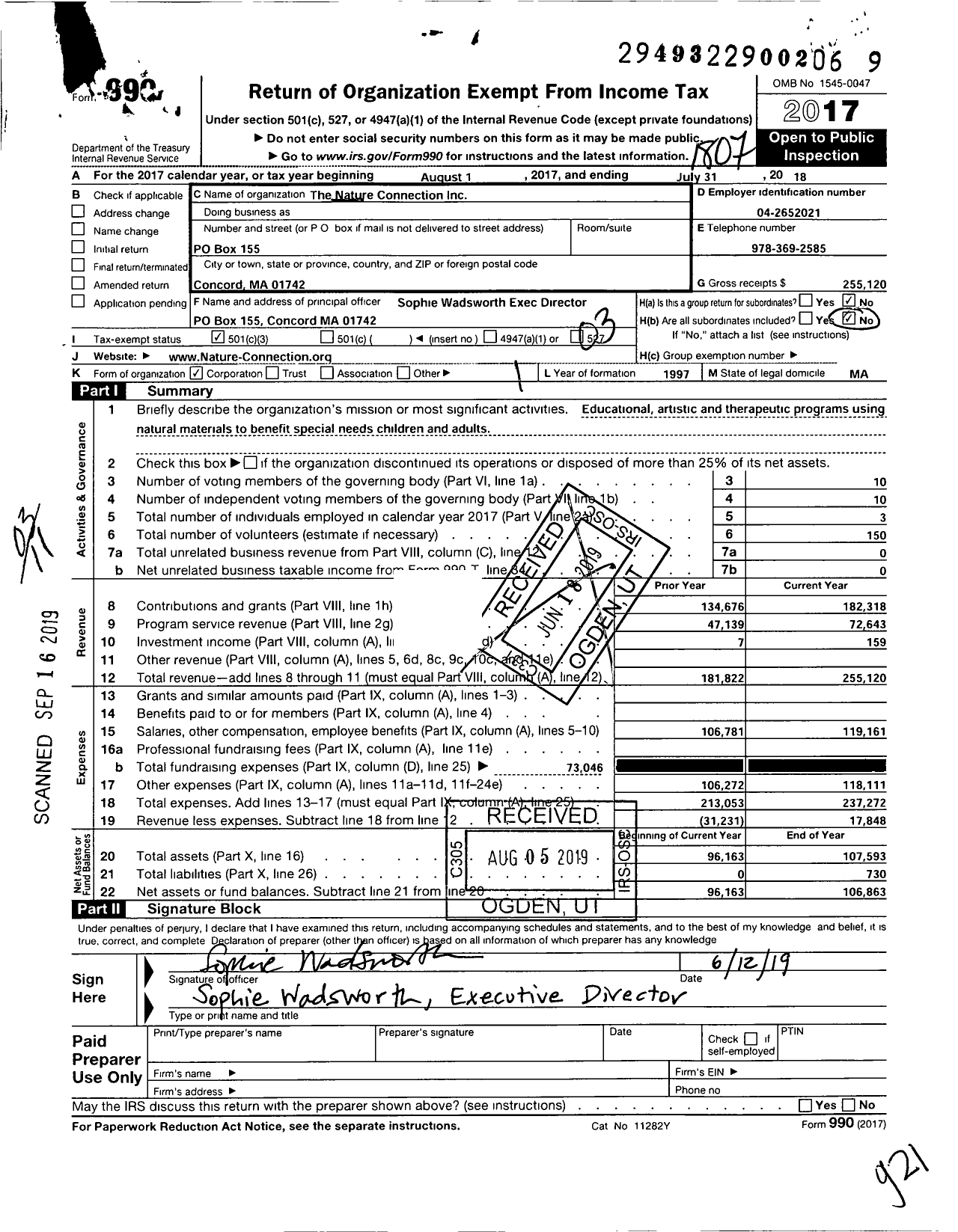 Image of first page of 2017 Form 990 for The Nature Connection