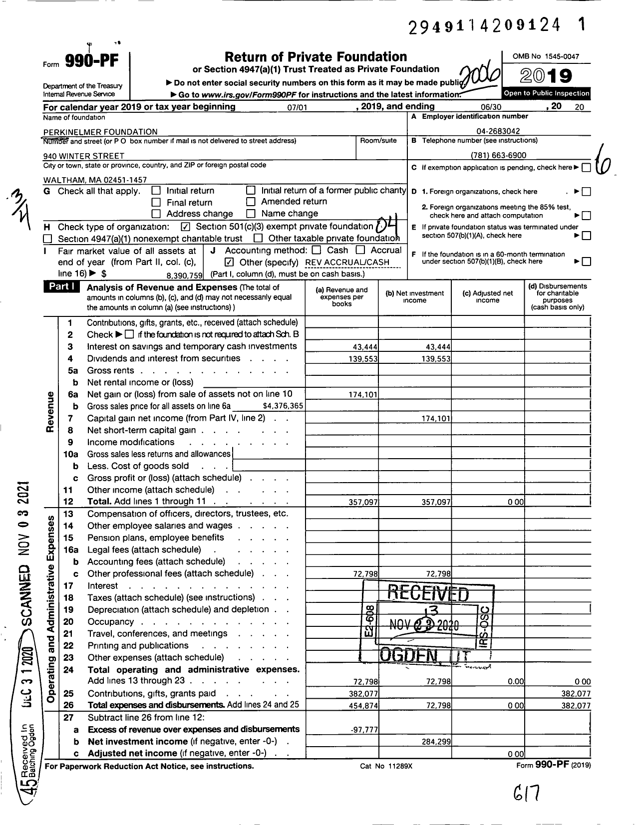 Image of first page of 2019 Form 990PF for Revvity Foundation