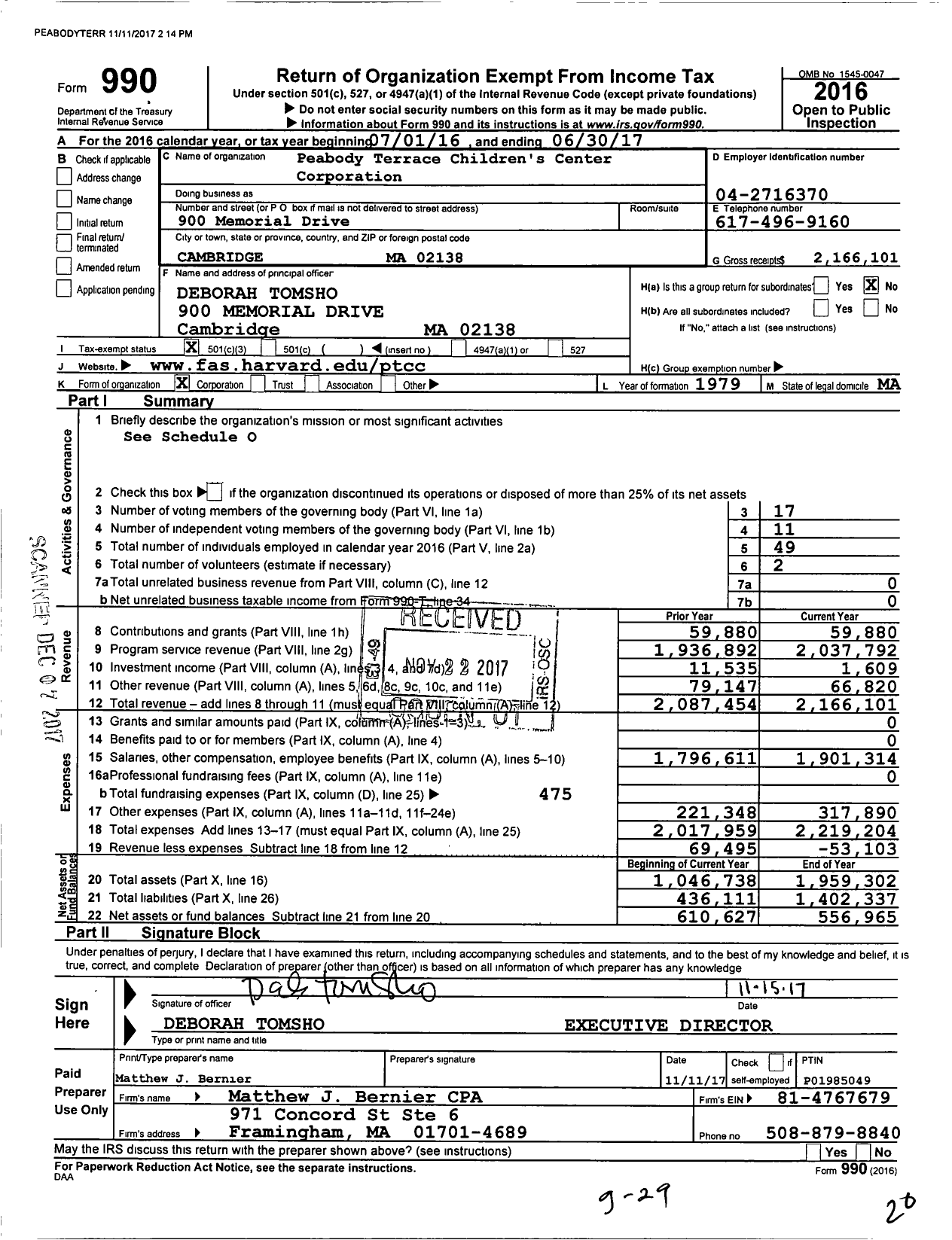 Image of first page of 2016 Form 990 for Campus Child Care