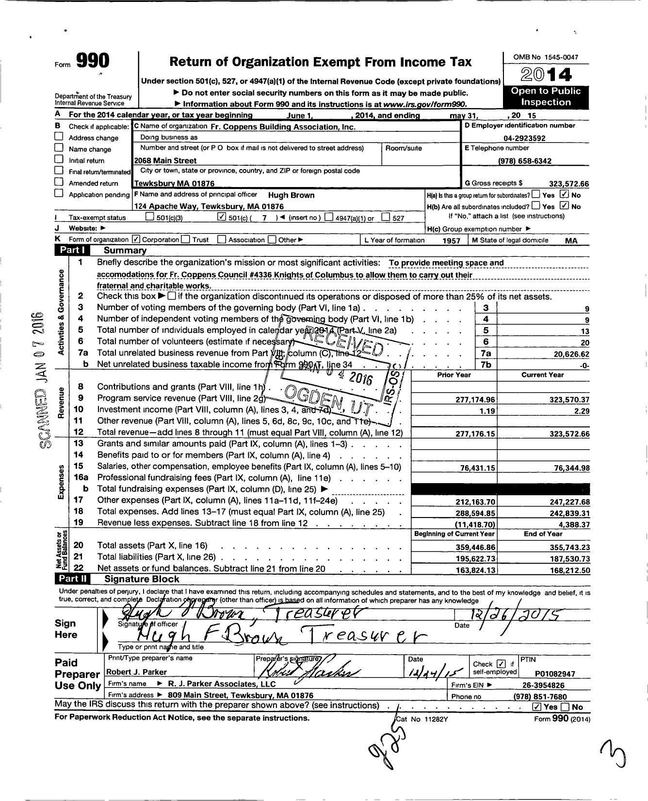 Image of first page of 2014 Form 990O for FR Coppens Building Association