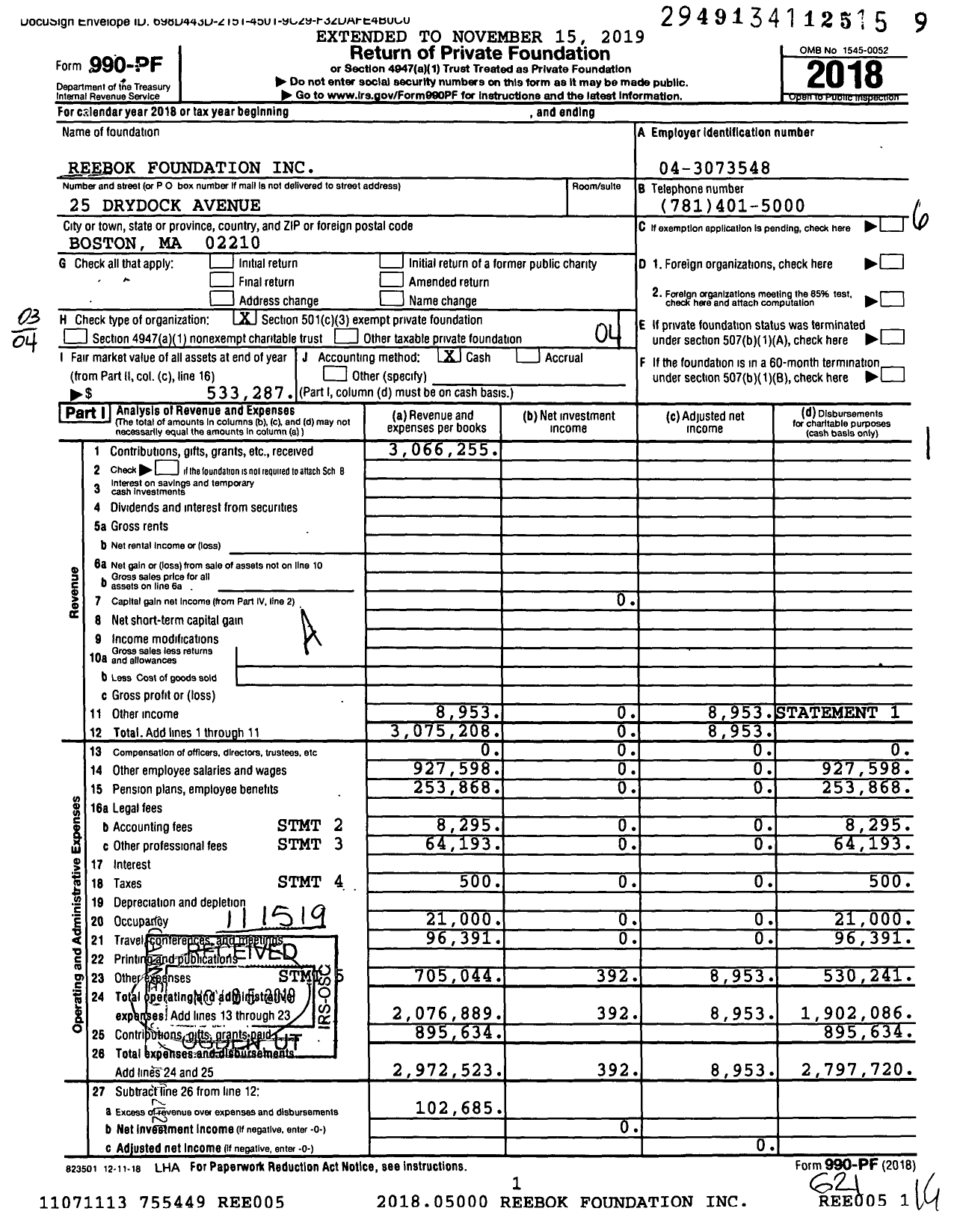 Image of first page of 2018 Form 990PF for Boks