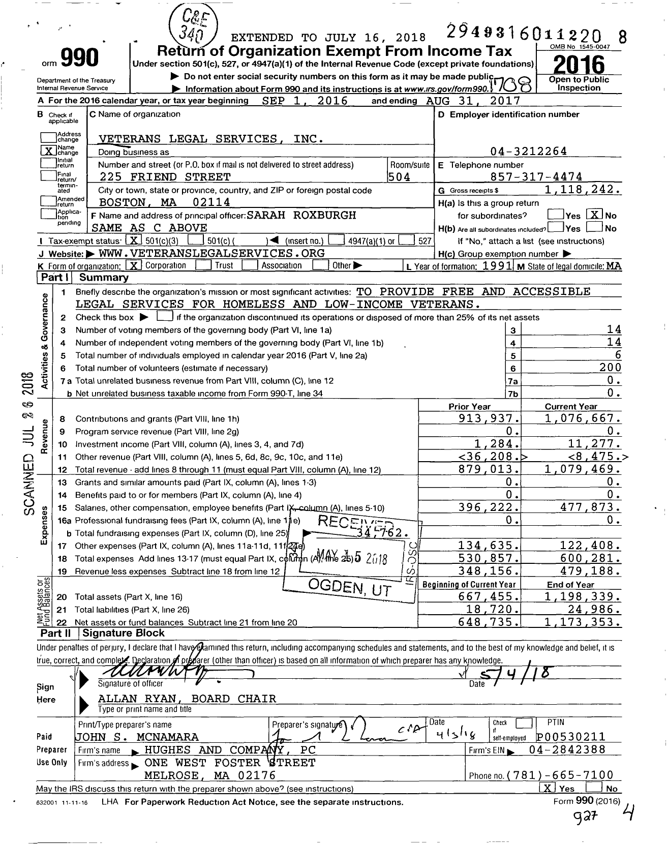Image of first page of 2016 Form 990 for Shelter Legal Services