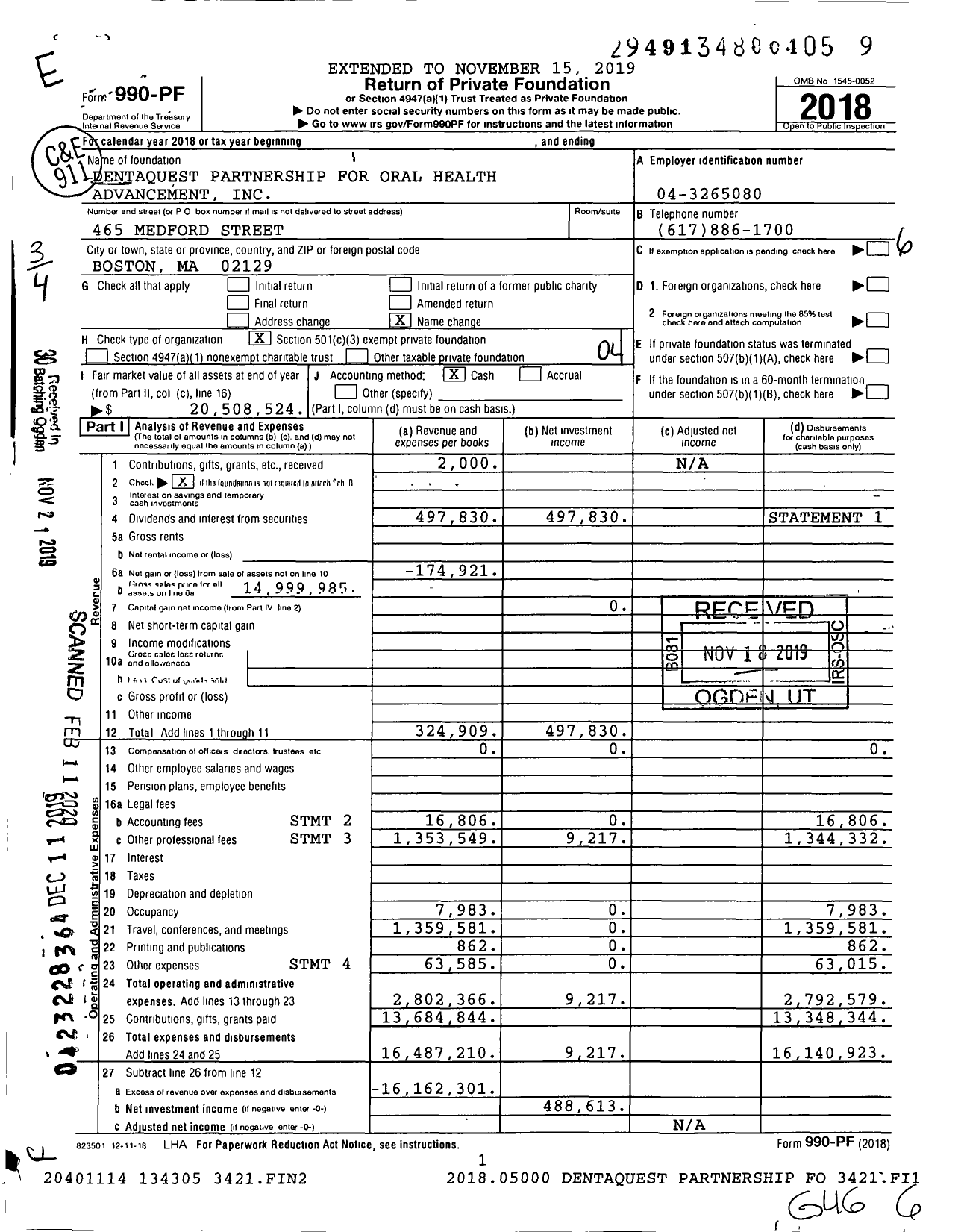 Image of first page of 2018 Form 990PF for Carequest Foundation