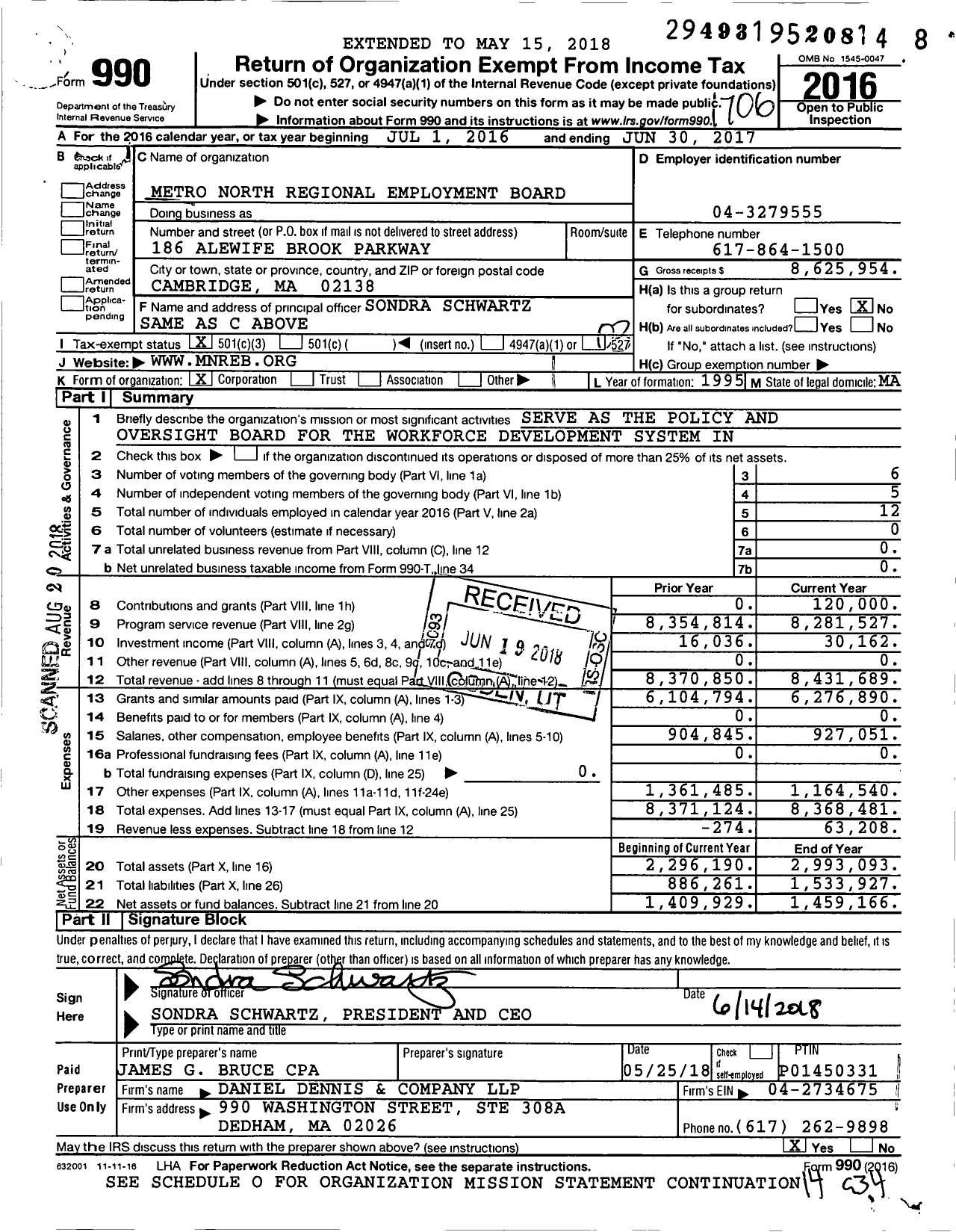 Image of first page of 2016 Form 990 for Metro North Workforce Board