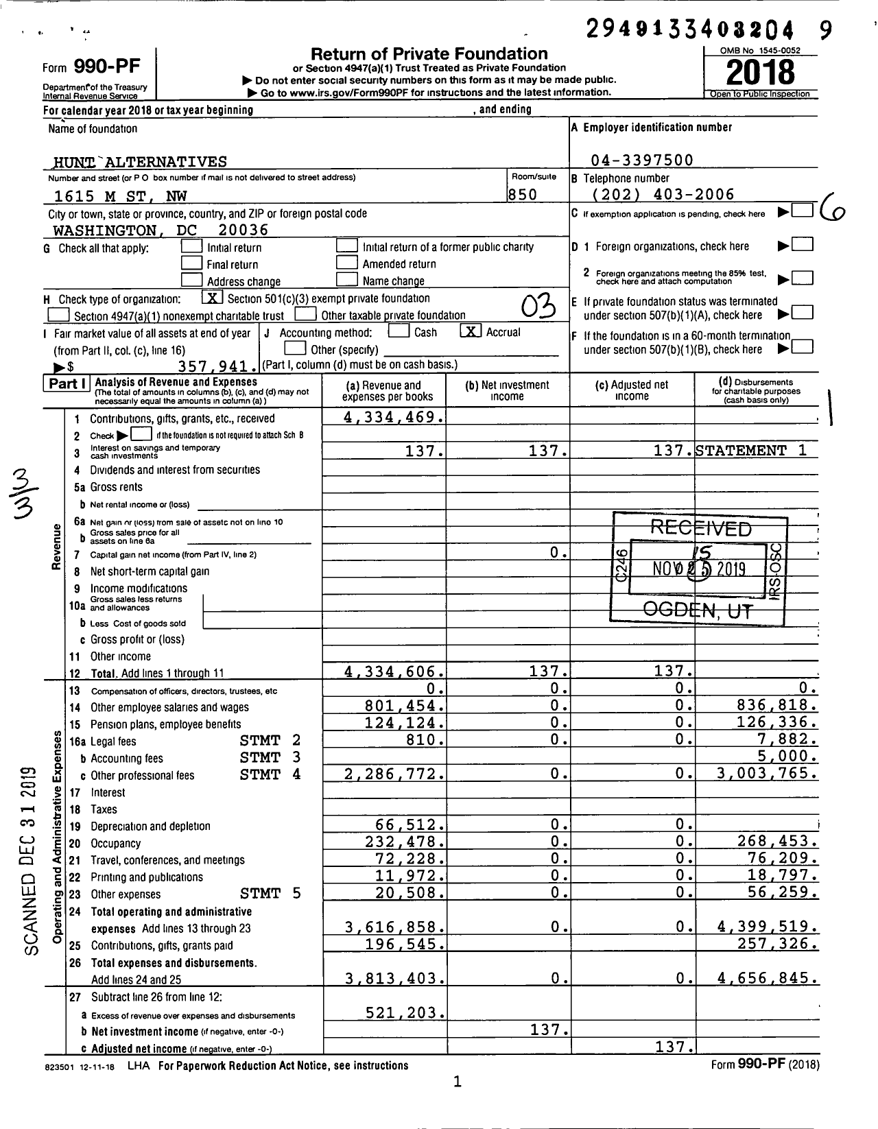 Image of first page of 2018 Form 990PF for Swanee Hunt