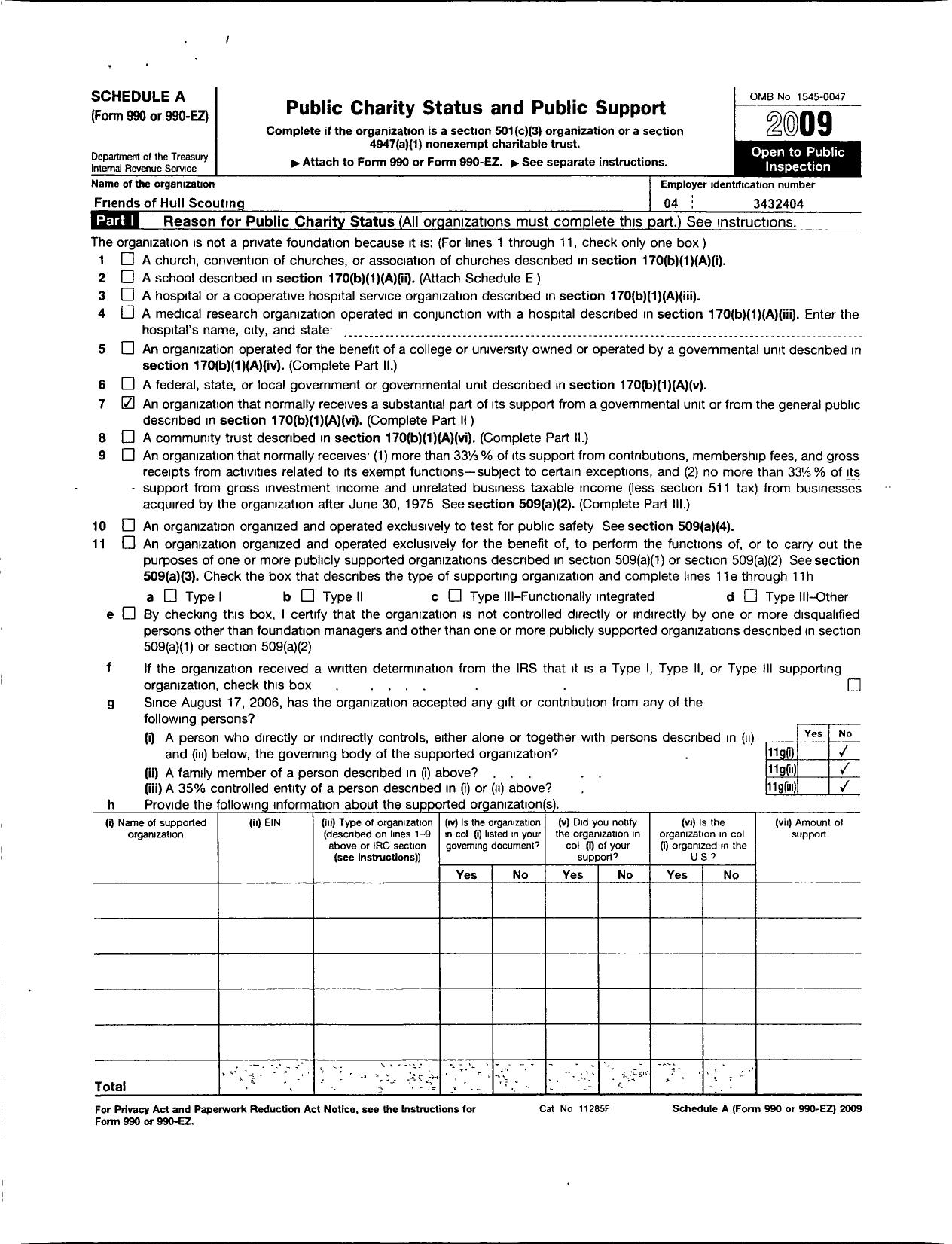 Image of first page of 2008 Form 990ER for Friends of Hull Scouting