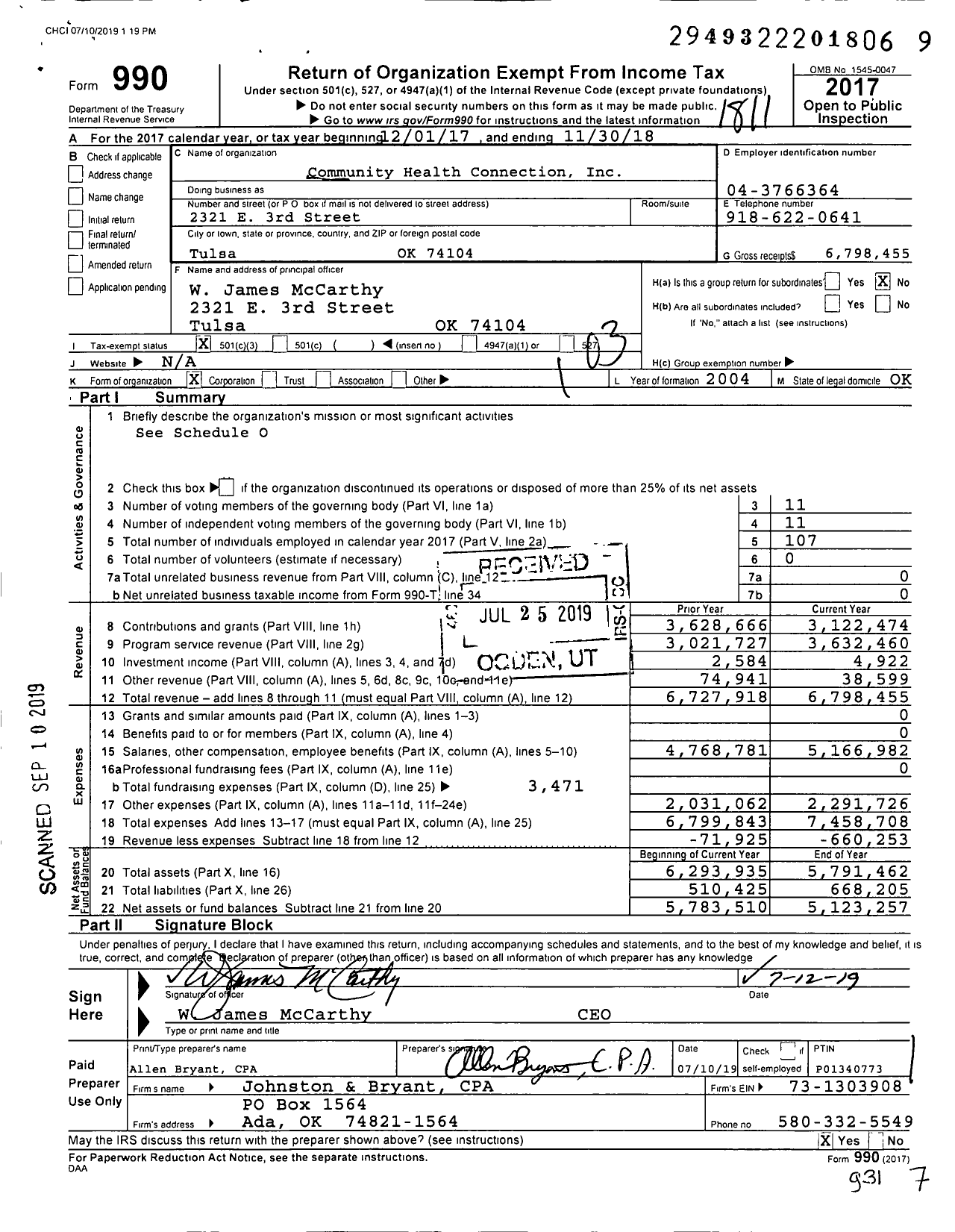 Image of first page of 2017 Form 990 for Community Health Connection