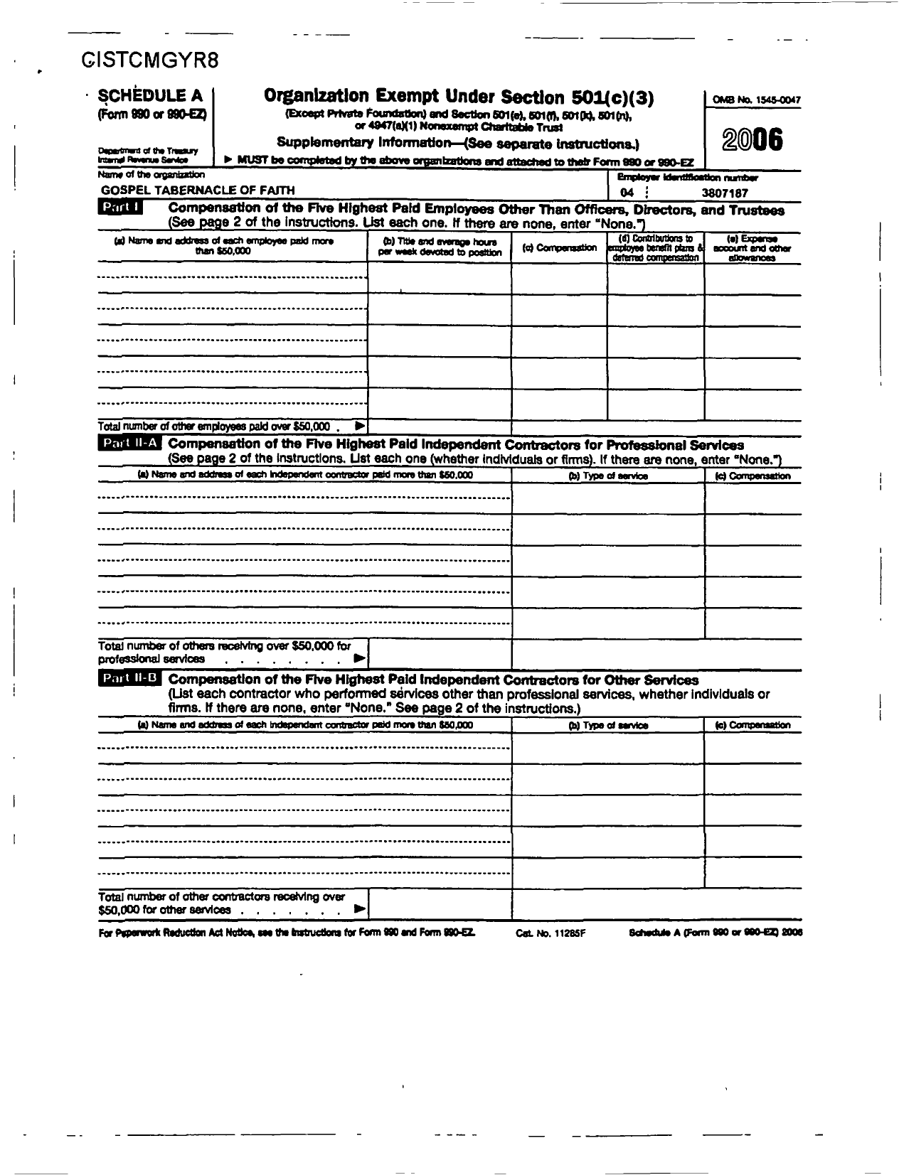 Image of first page of 2006 Form 990ER for Gospel Tabernacle of Faith