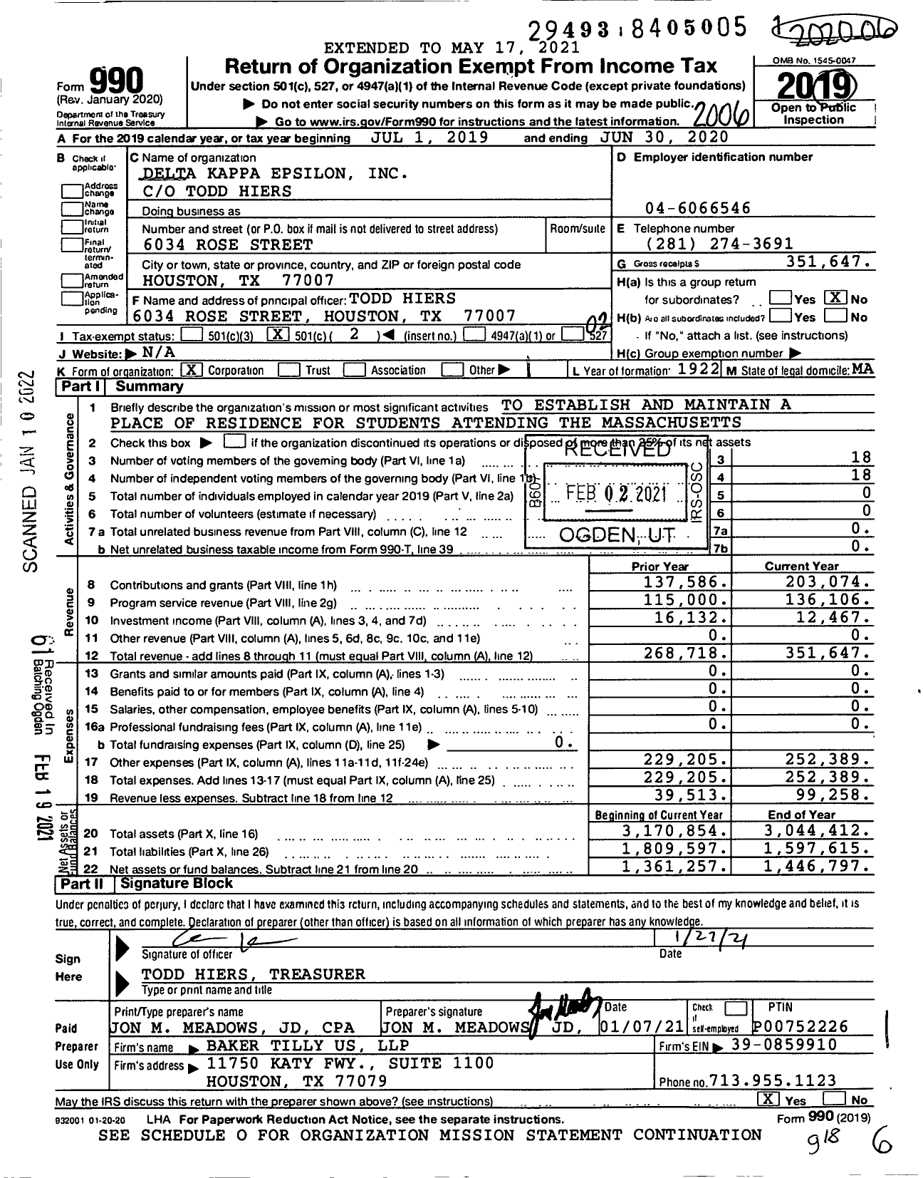 Image of first page of 2019 Form 990O for Delta Kappa Epsilon