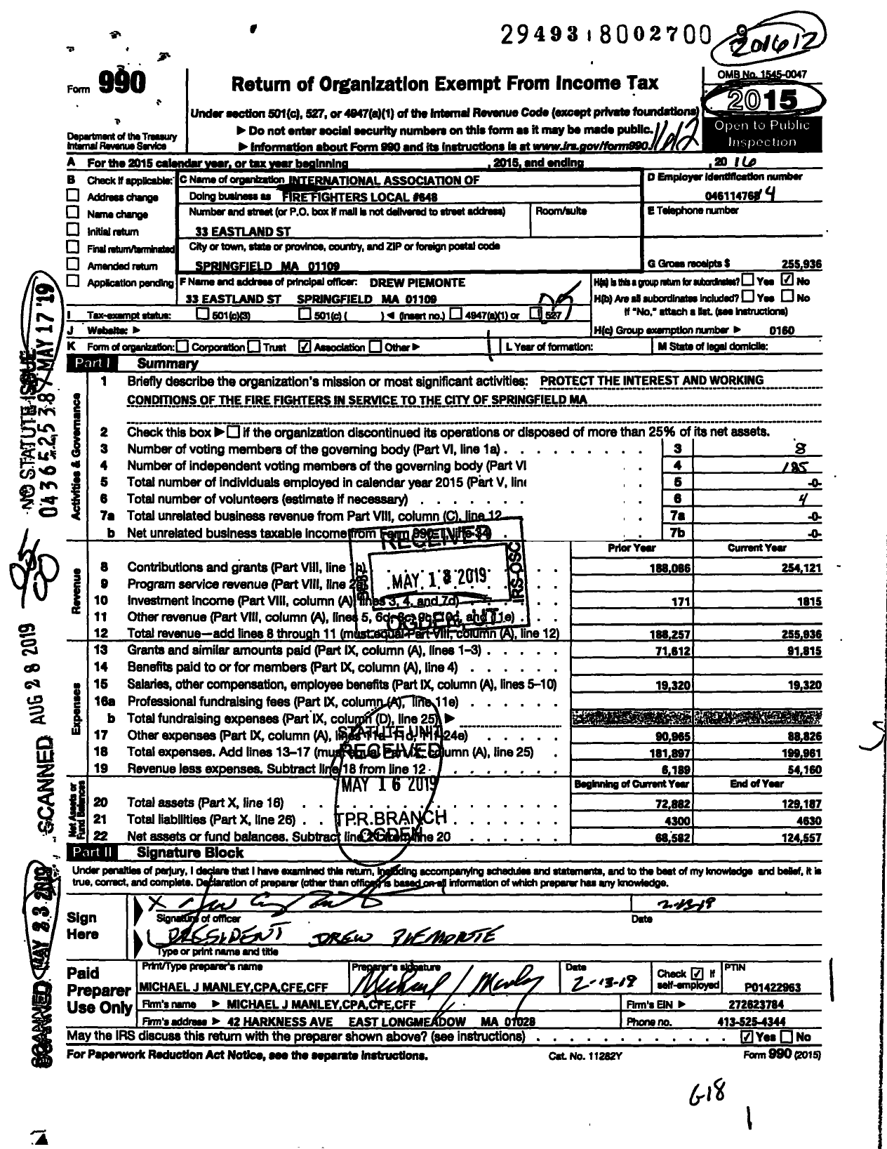 Image of first page of 2016 Form 990O for International Association of Fire Fighters - L0648 Springfield