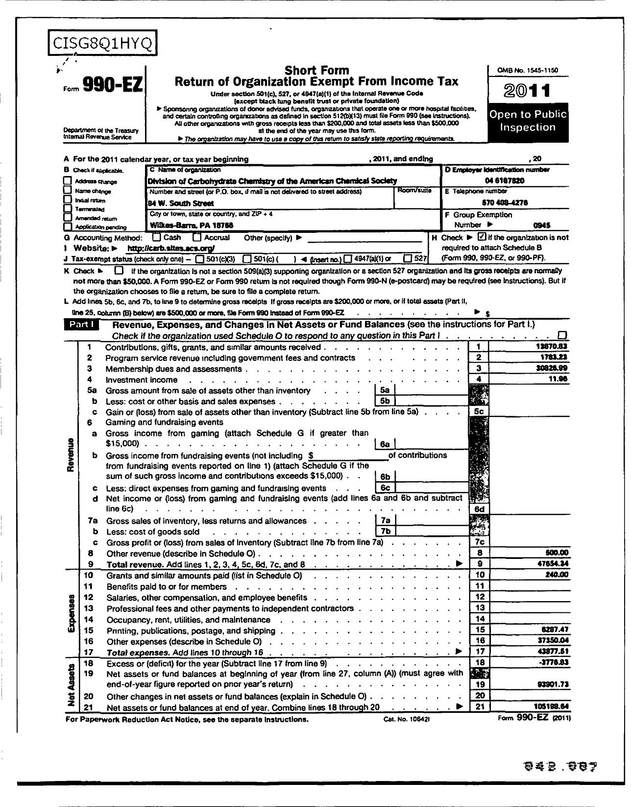 Image of first page of 2011 Form 990ER for American Chemical Society