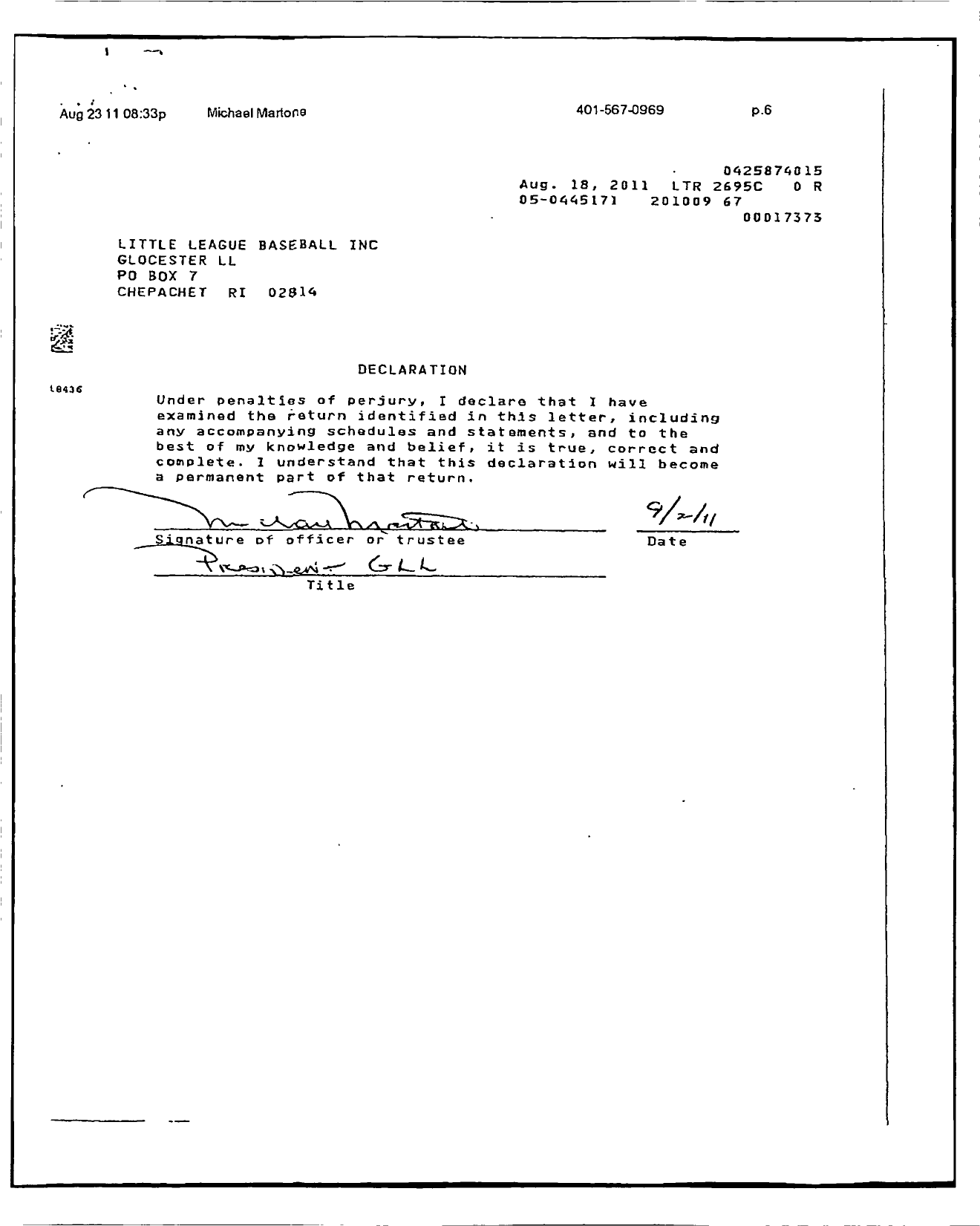 Image of first page of 2009 Form 990ER for Little League Baseball - 2390411 Glocester LL