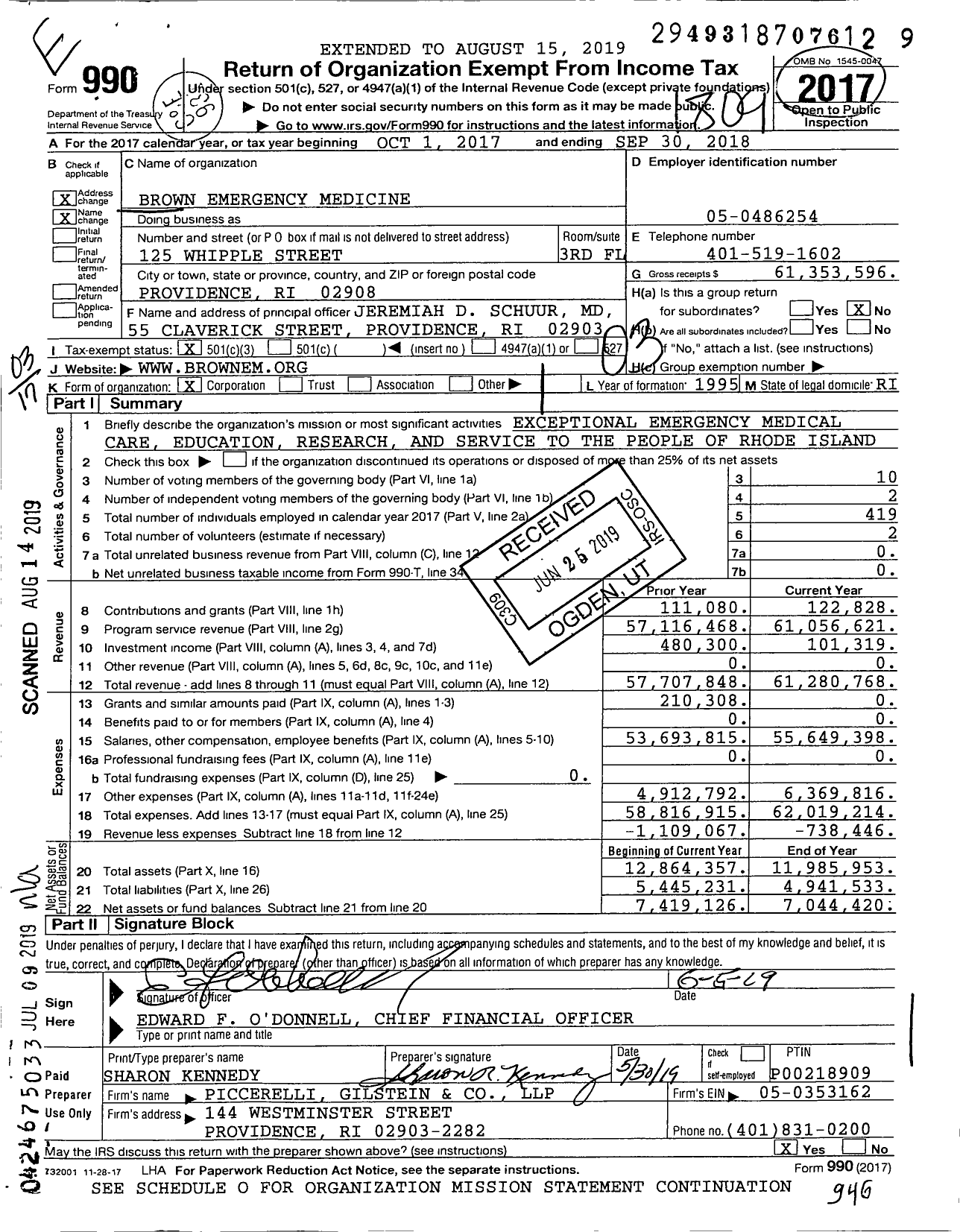 Image of first page of 2017 Form 990 for Brown Emergency Medicine (UEMF)