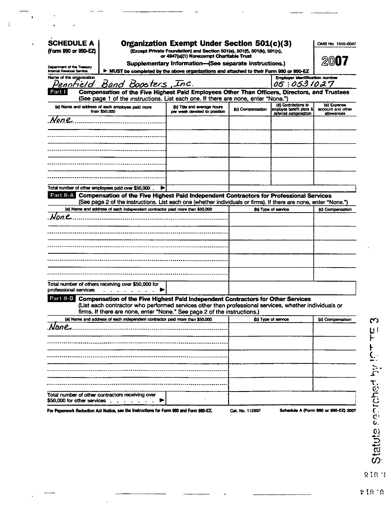 Image of first page of 2007 Form 990ER for Pennfield Band Boosters