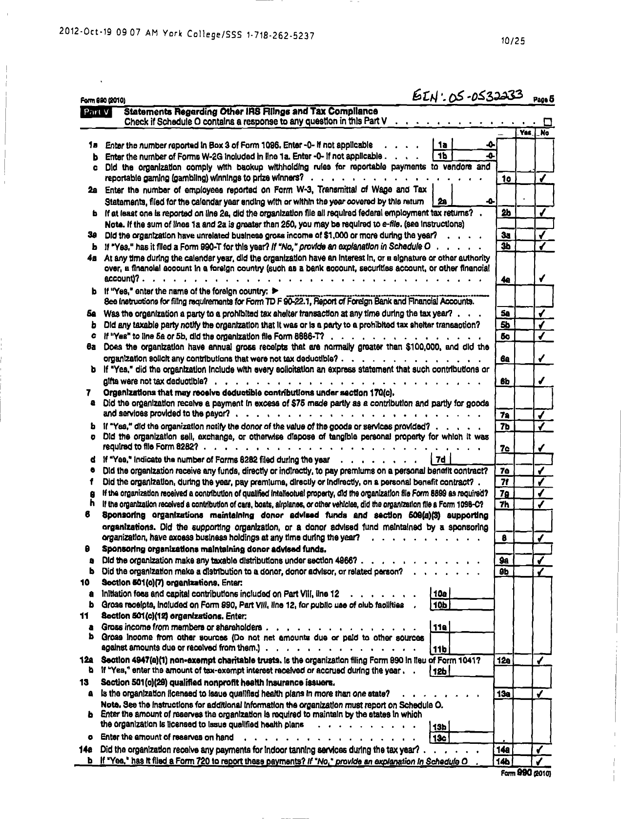 Image of first page of 2010 Form 990R for Vision of Hope Care Givers