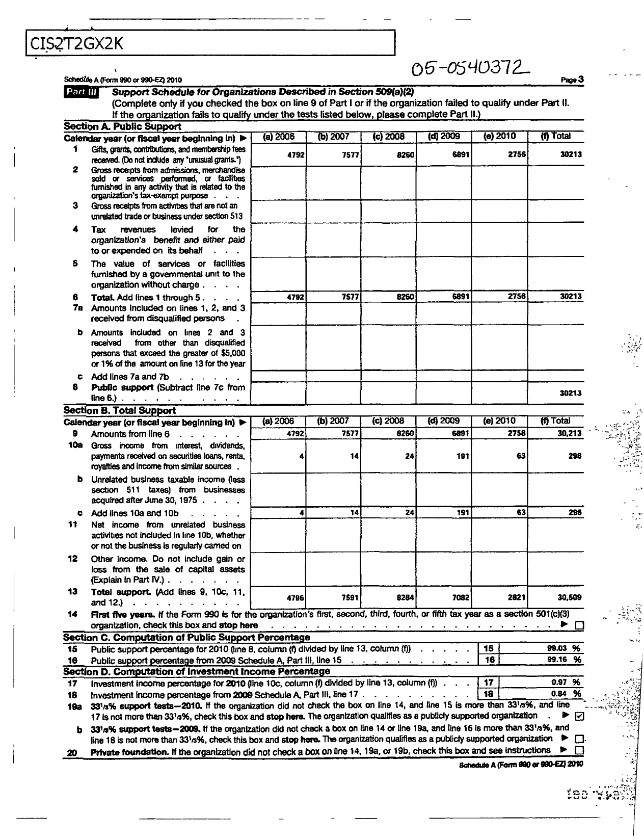 Image of first page of 2010 Form 990ER for Heeling Partners of the Roaring Fork Valley