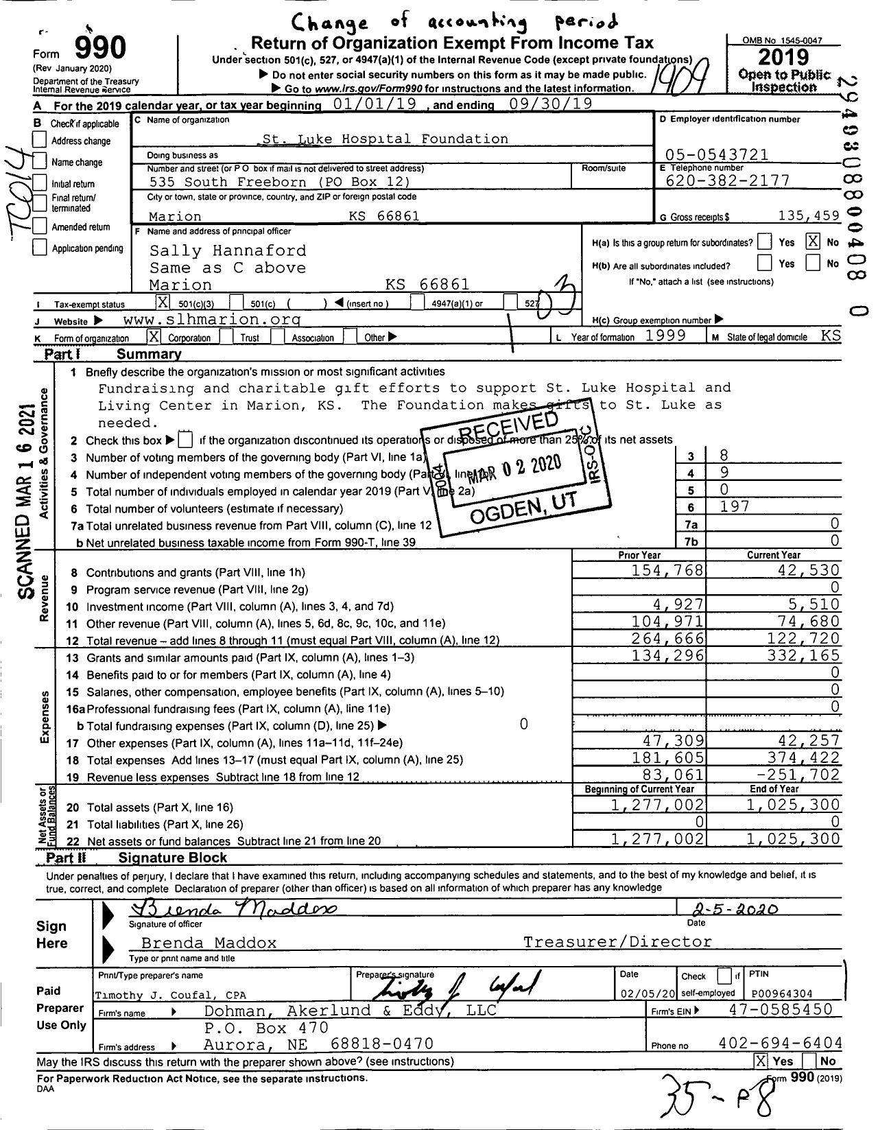 Image of first page of 2018 Form 990 for St Luke Hospital Foundation