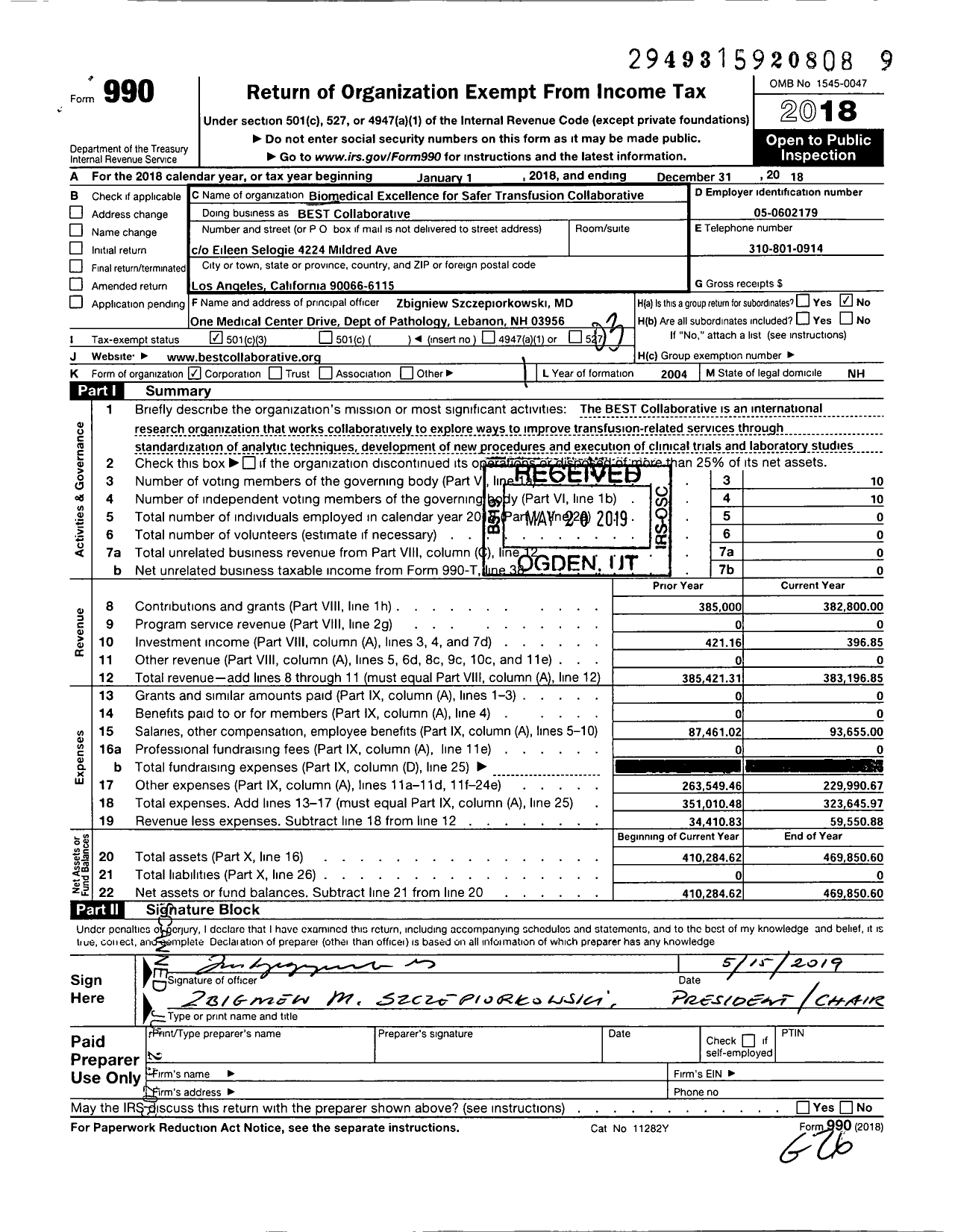 Image of first page of 2018 Form 990 for BEST Collaborative