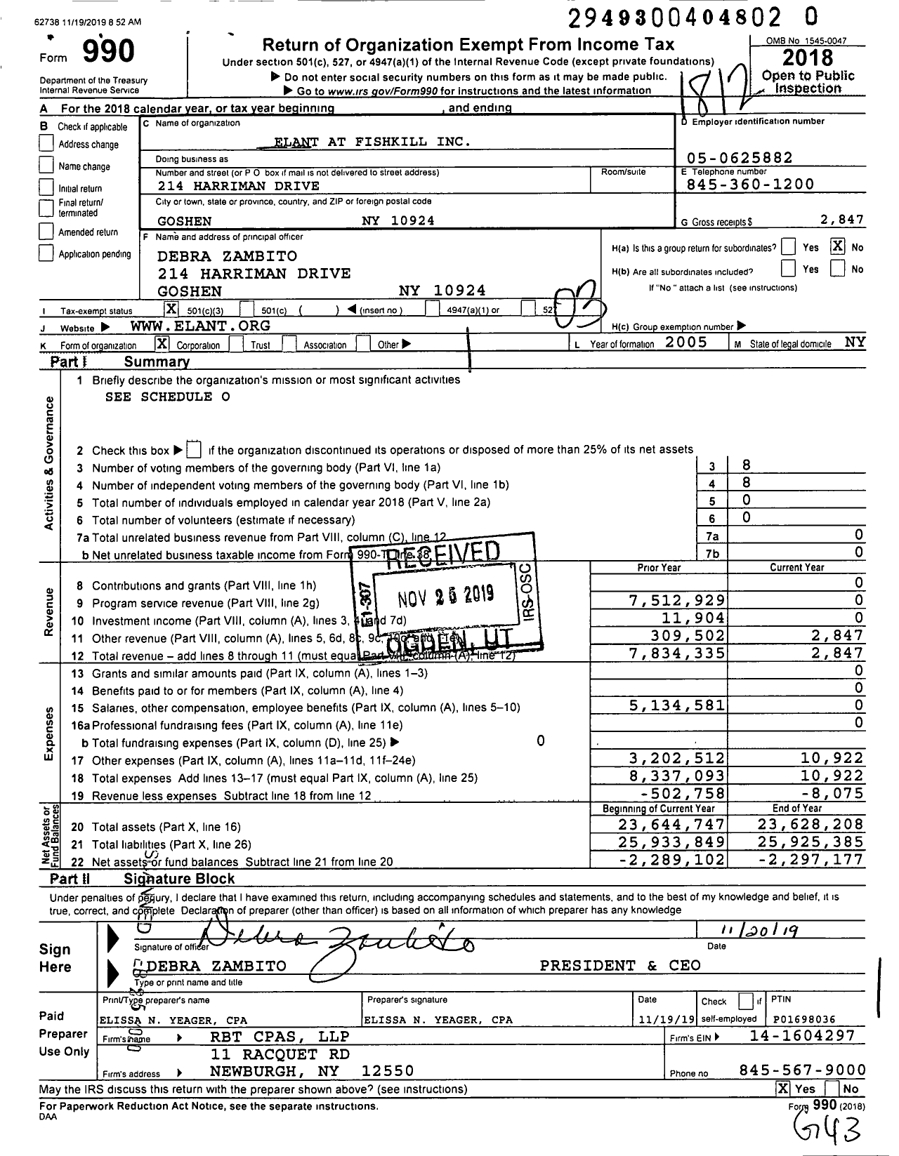 Image of first page of 2018 Form 990 for Elant