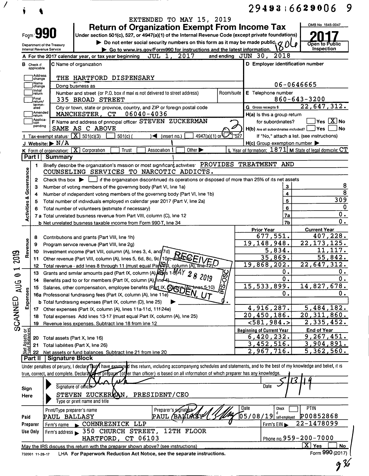 Image of first page of 2017 Form 990 for Root Center for Advanced Recovery