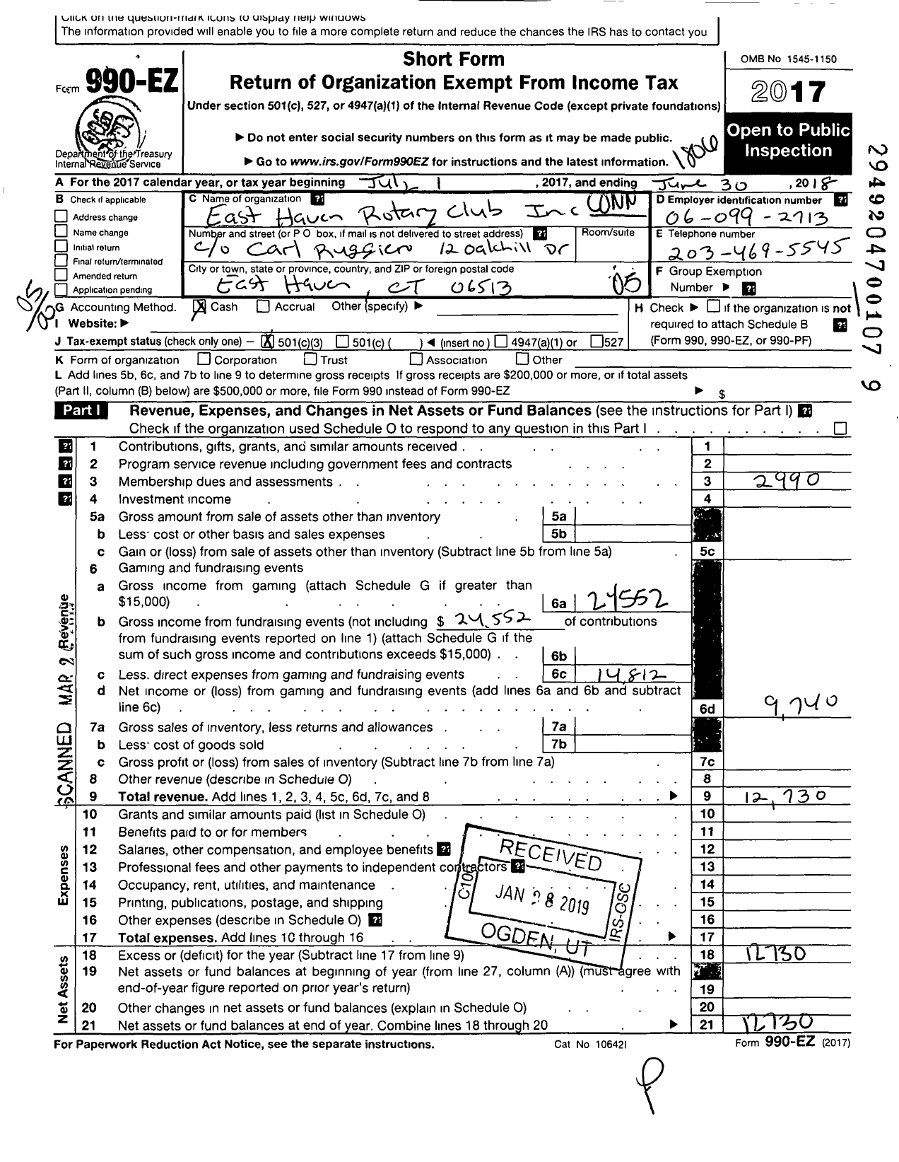 Image of first page of 2017 Form 990EO for Connecticut Education Association - East Haven