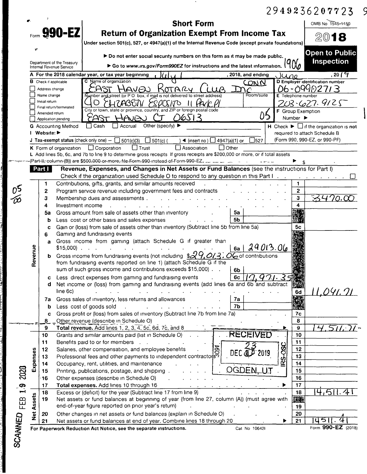 Image of first page of 2018 Form 990EO for Connecticut Education Association - East Haven