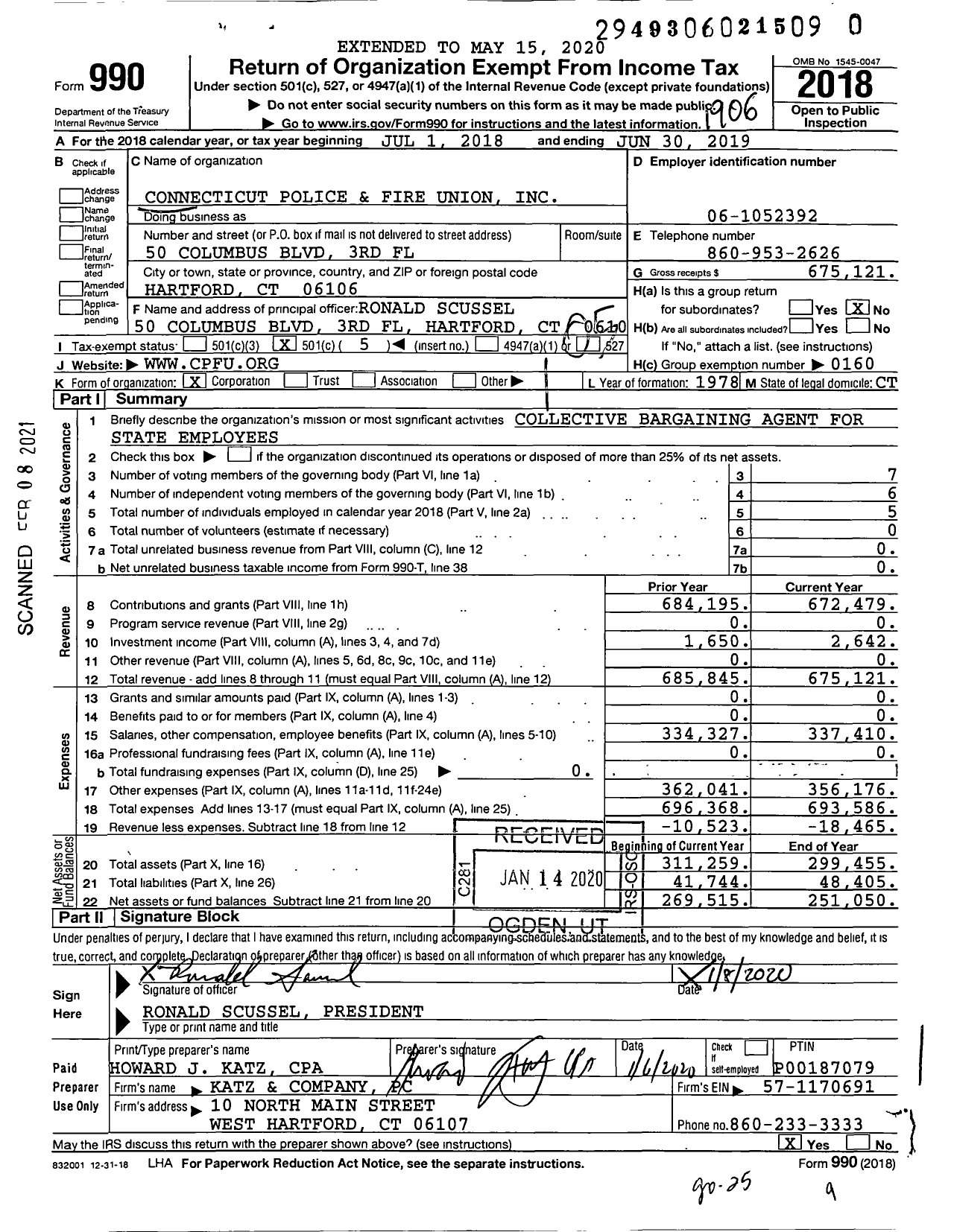 Image of first page of 2018 Form 990O for International Association of Fire Fighters - S0015 Protective Services Employees