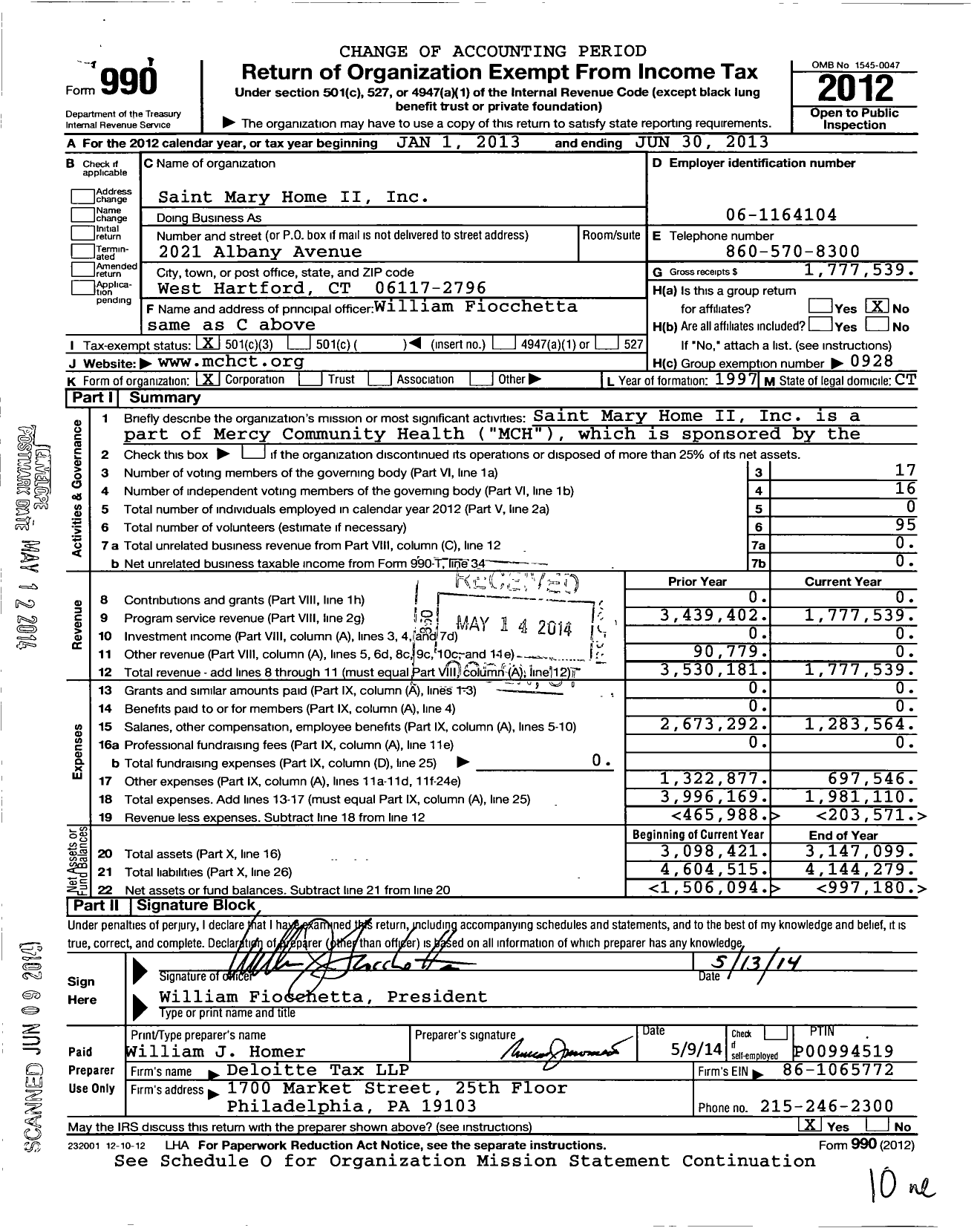 Image of first page of 2012 Form 990 for Saint Mary Home Ii