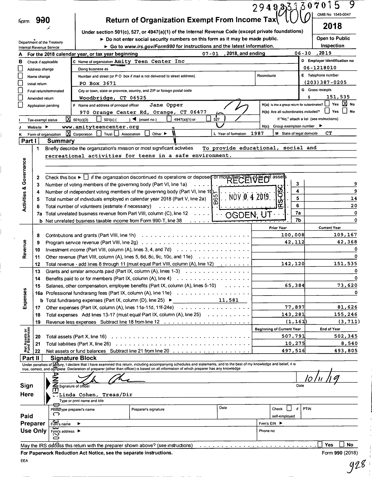 Image of first page of 2018 Form 990 for 10selden