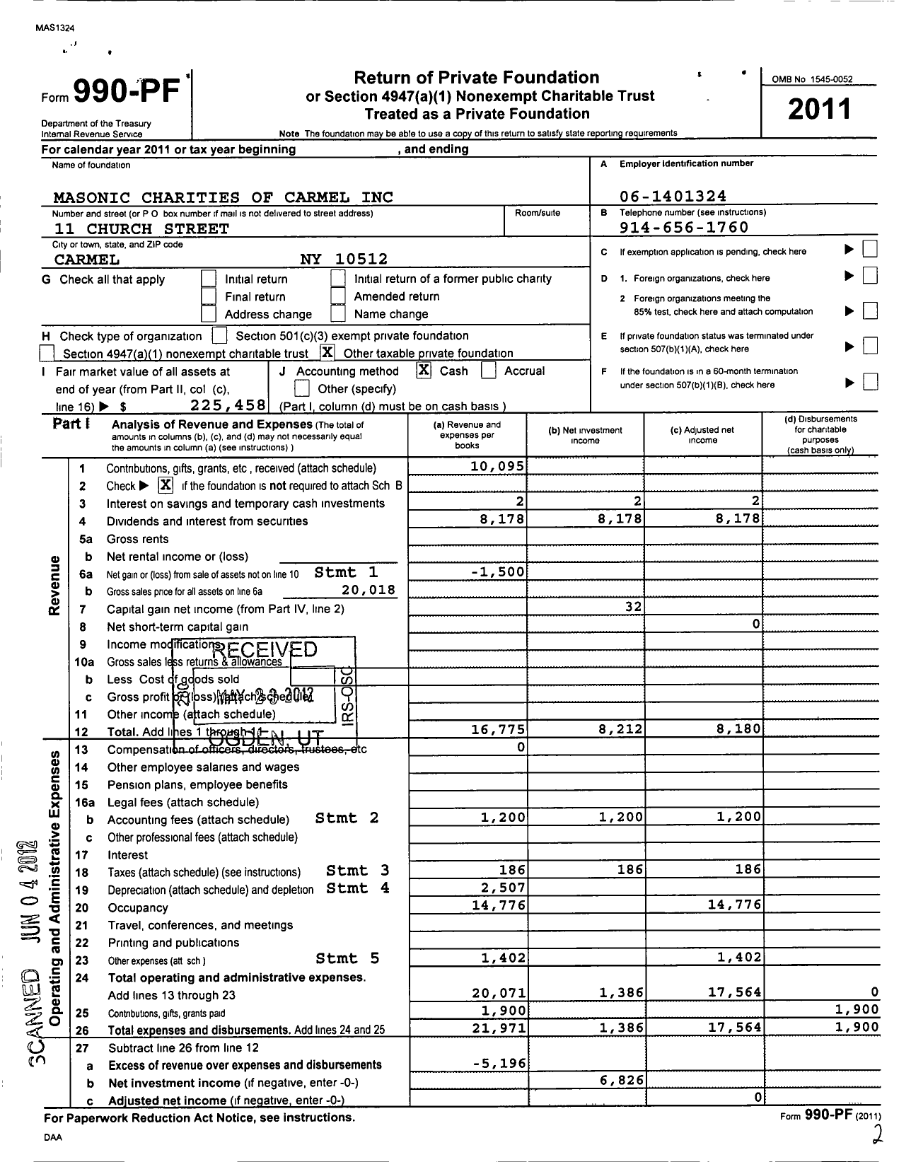 Image of first page of 2011 Form 990PF for James Lease